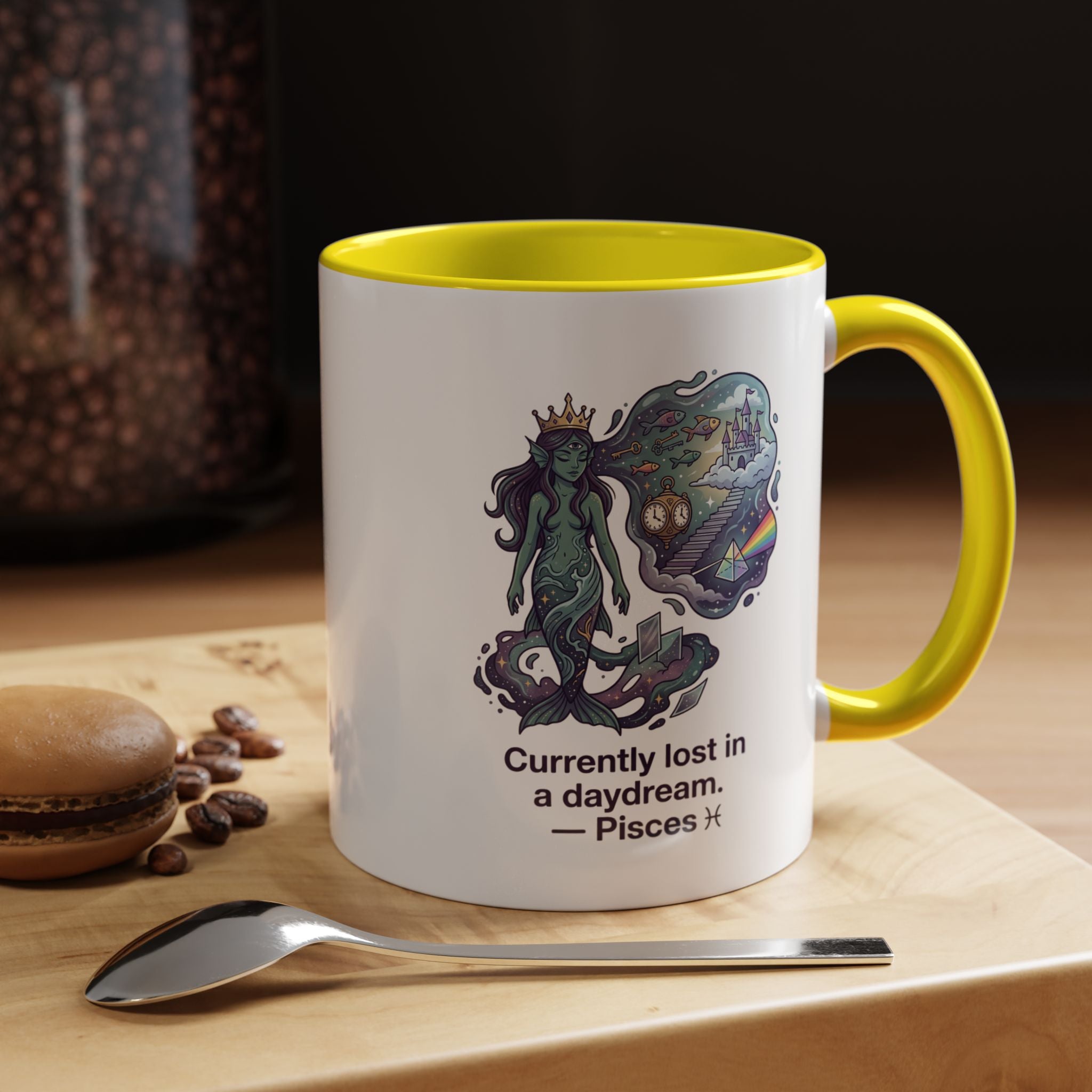 Pisces Daydream Accent Coffee Mug — "Currently lost in a daydream" Astrological Zodiac Gift