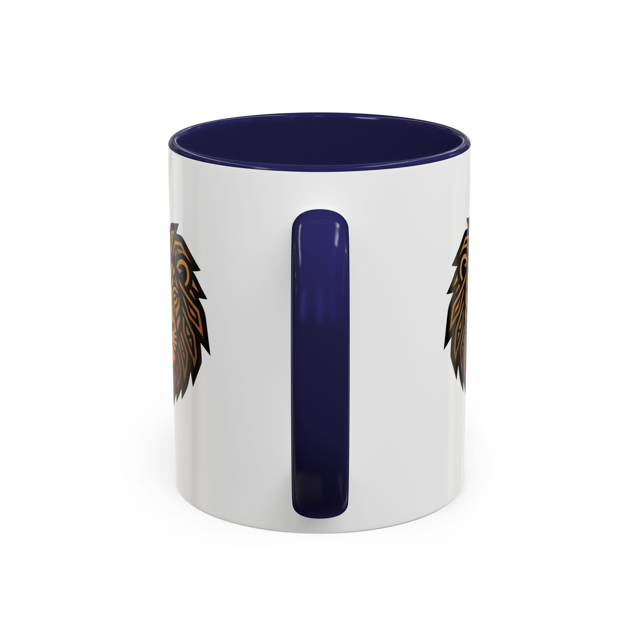 Lion Head Accent Coffee Mug — Bold Geometric Mane Design