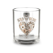 Glass Mug — "Wild at Heart" Leopard Heart Floral 10oz Coffee Mug Milo Bailey Dog Dad Mom  Glass Mug 10 oz