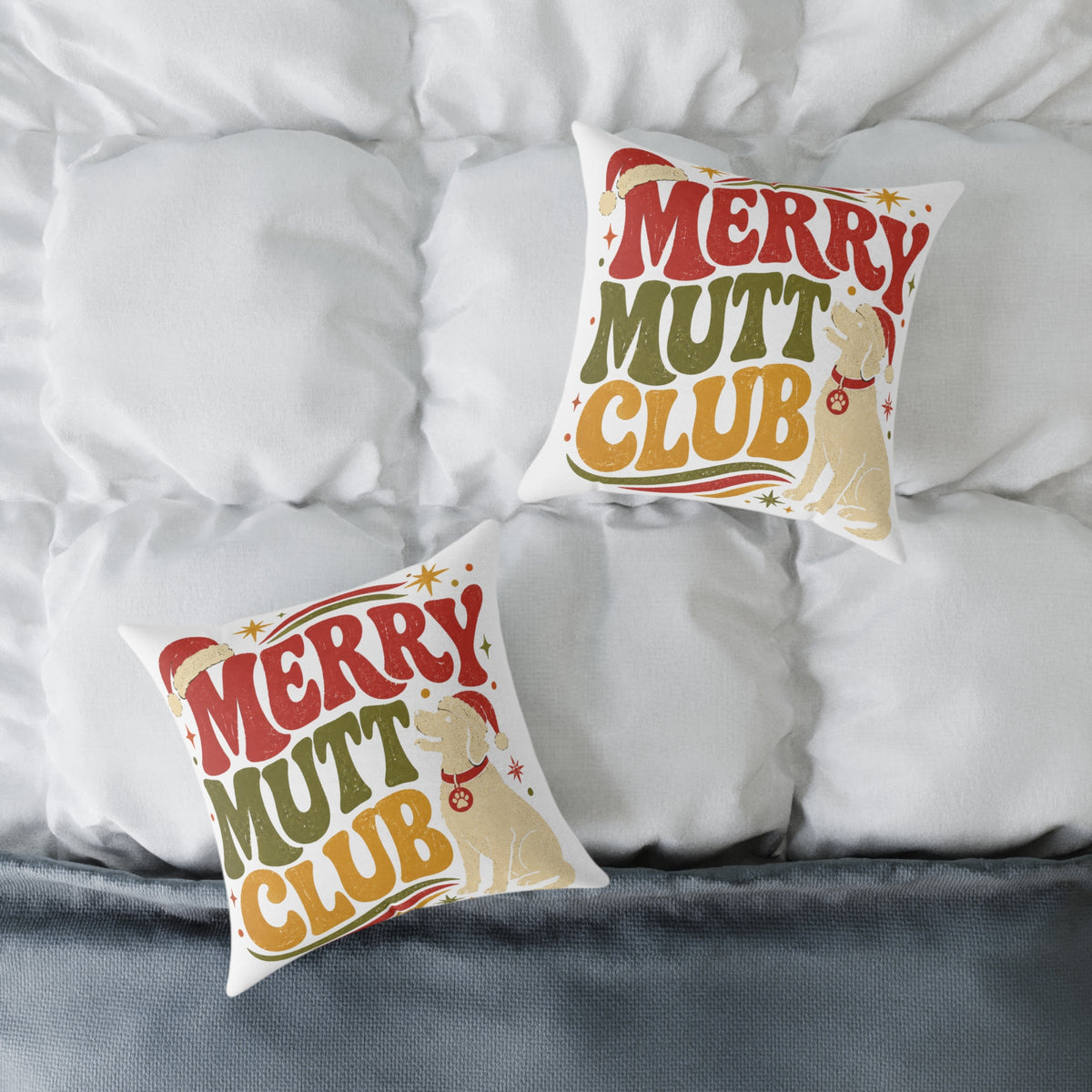 Merry Mutt Club Holiday Modern Day Christmas  Pillow