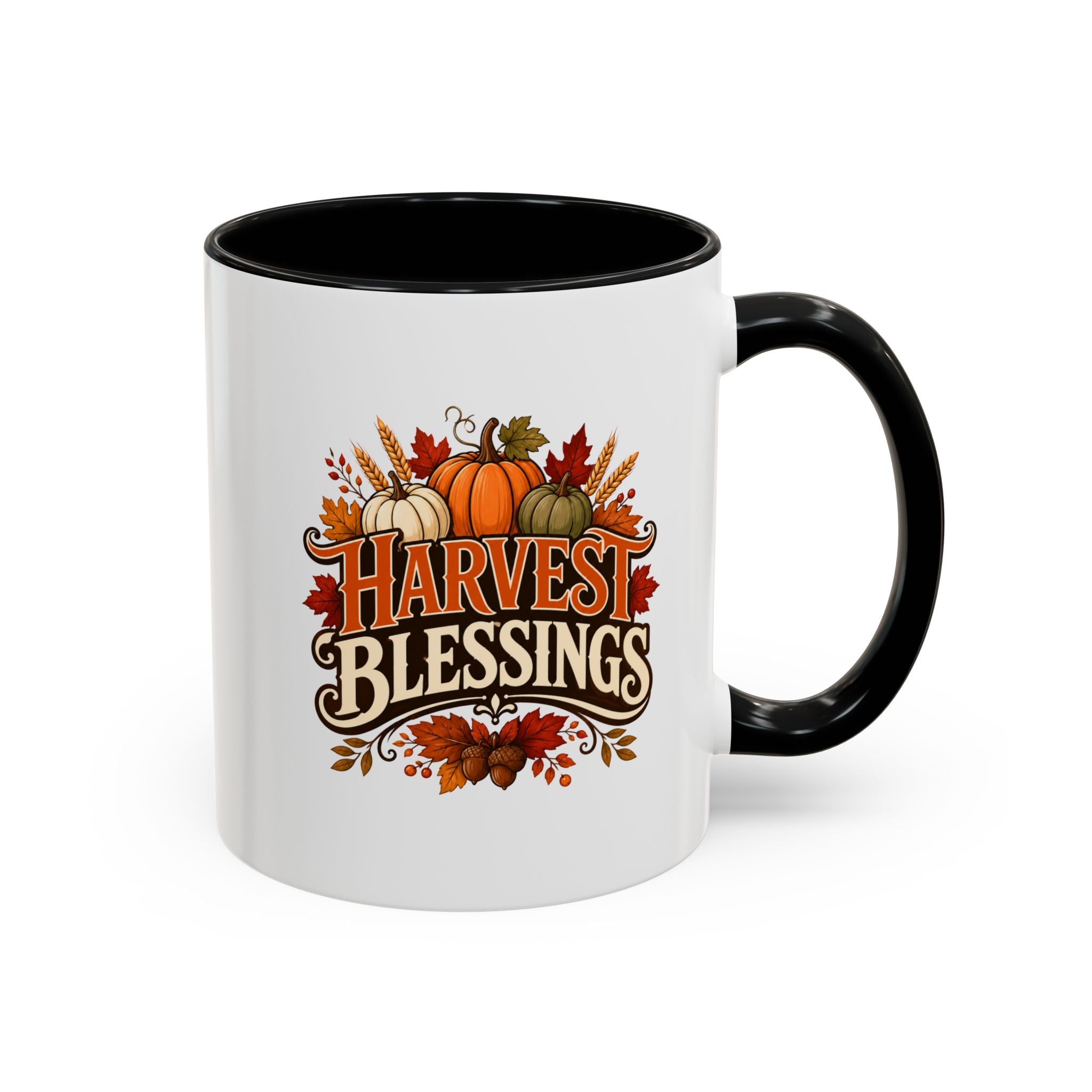 Thanksgiving Mug Harvest Blessings Coffee Mug — Thanksgiving Pumpkin Accent Mug