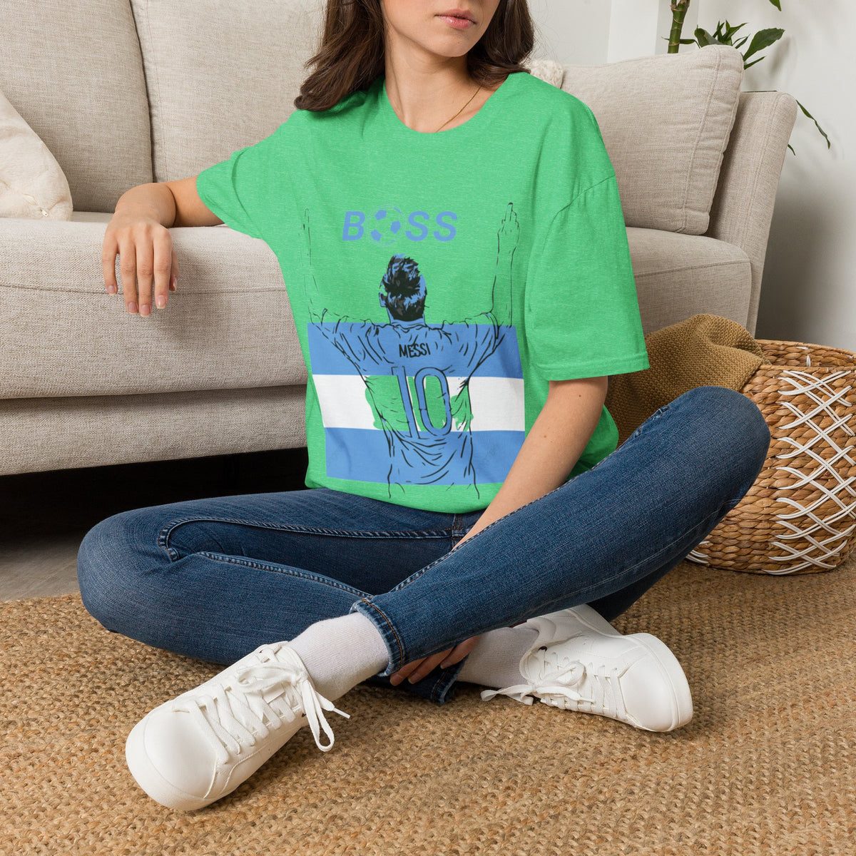 Soccer Boss T‑Shirt — 'BOSS' Striped Football Player Graphic Tee