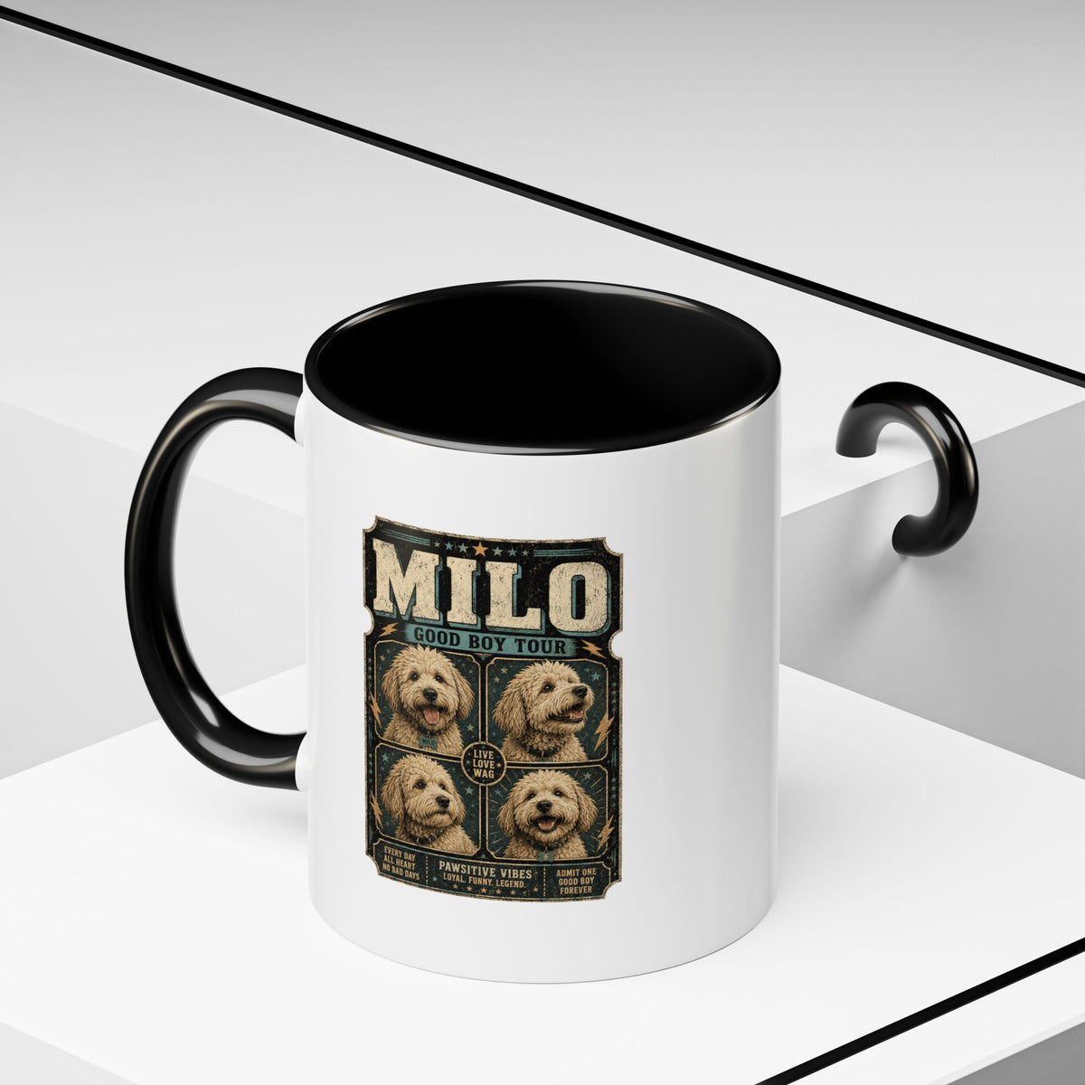 Milo Bailey Dog Dad Mom Personalized Milo Dog Coffee Mug — "Good Boy Tour" Accent Mug