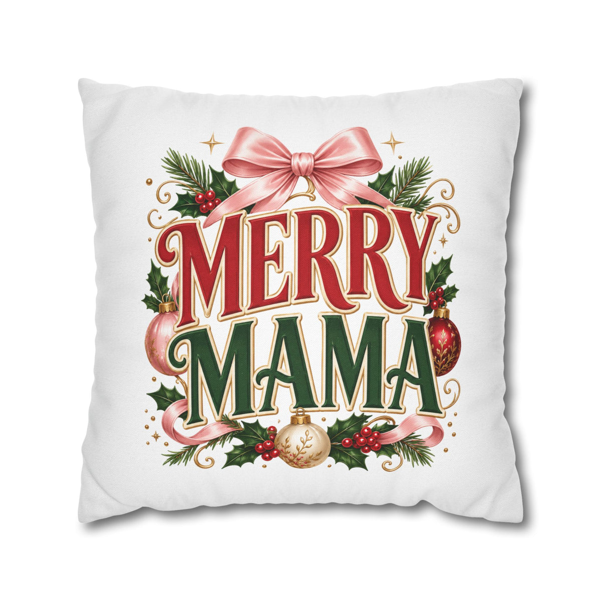 Merry Mama Christmas Pillowcase — Festive Holiday Decorative Pillow Cover