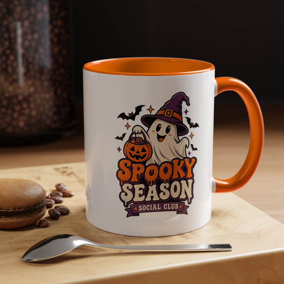Spooky Season Coffee Mug — Cute Ghost Halloween Accent Mug (11/15oz)