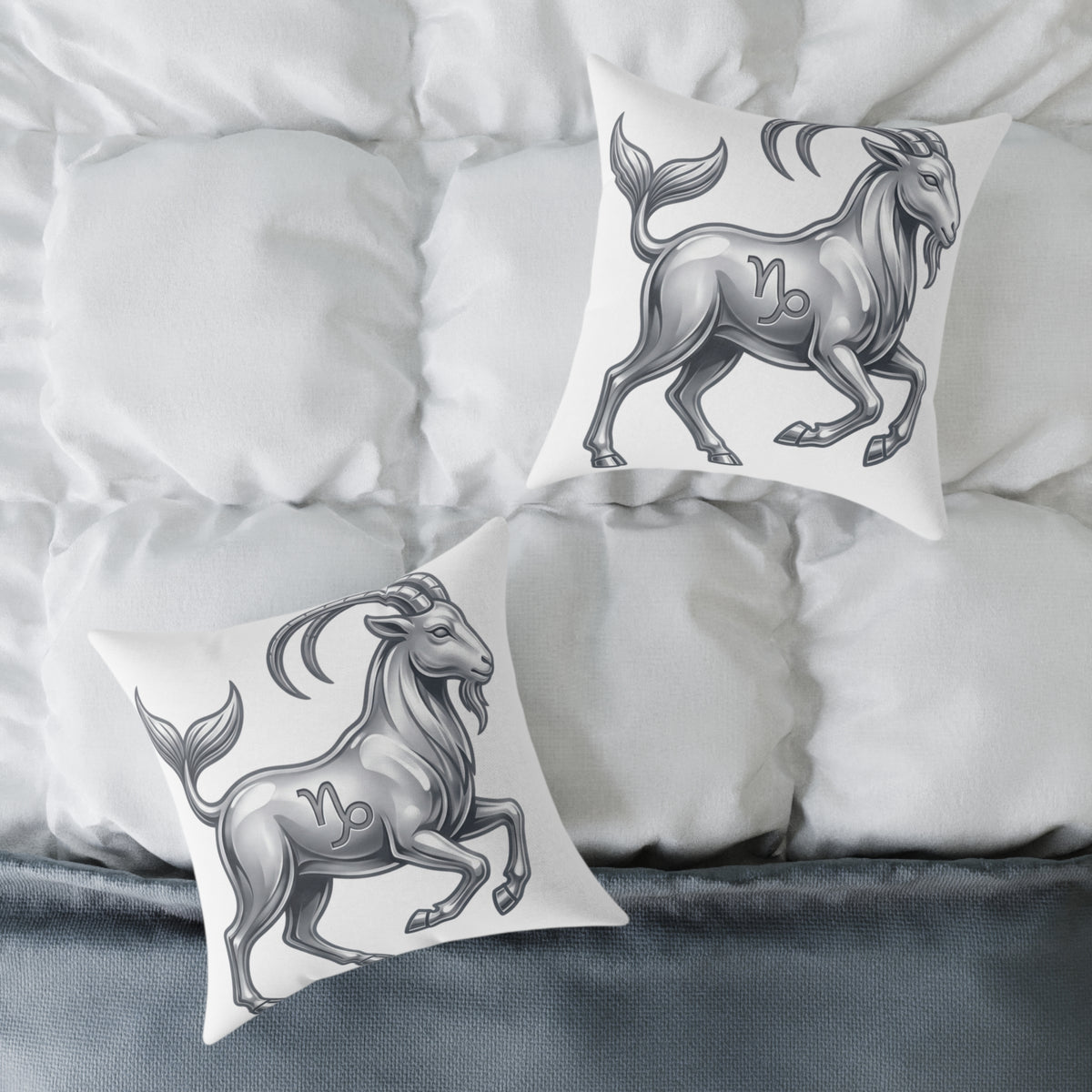 Capricorn Zodiac Pillow — Silver Goat Astrology Throw Pillow