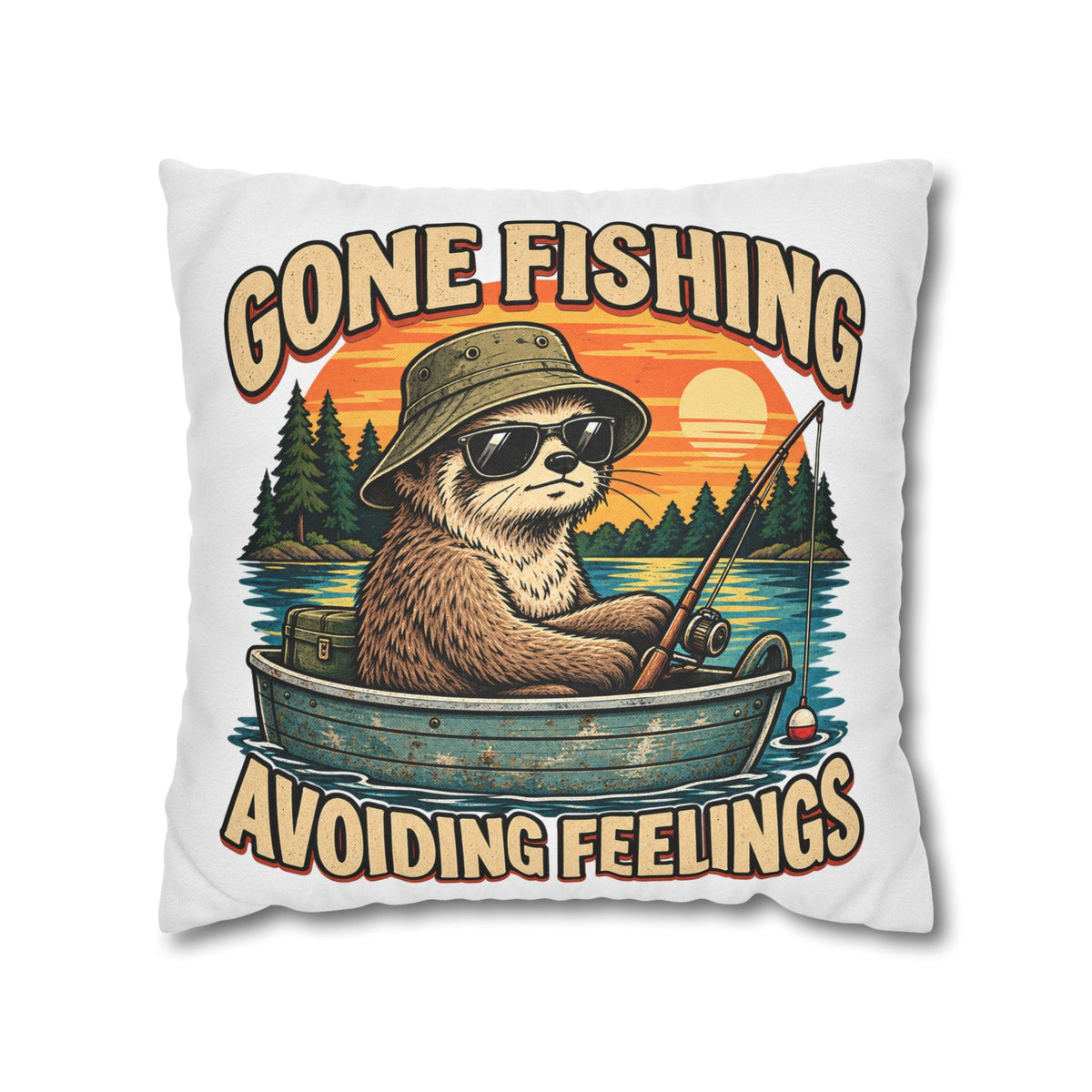 Funny Gone Fishing Avoiding Feelings Decorative Pillowcase