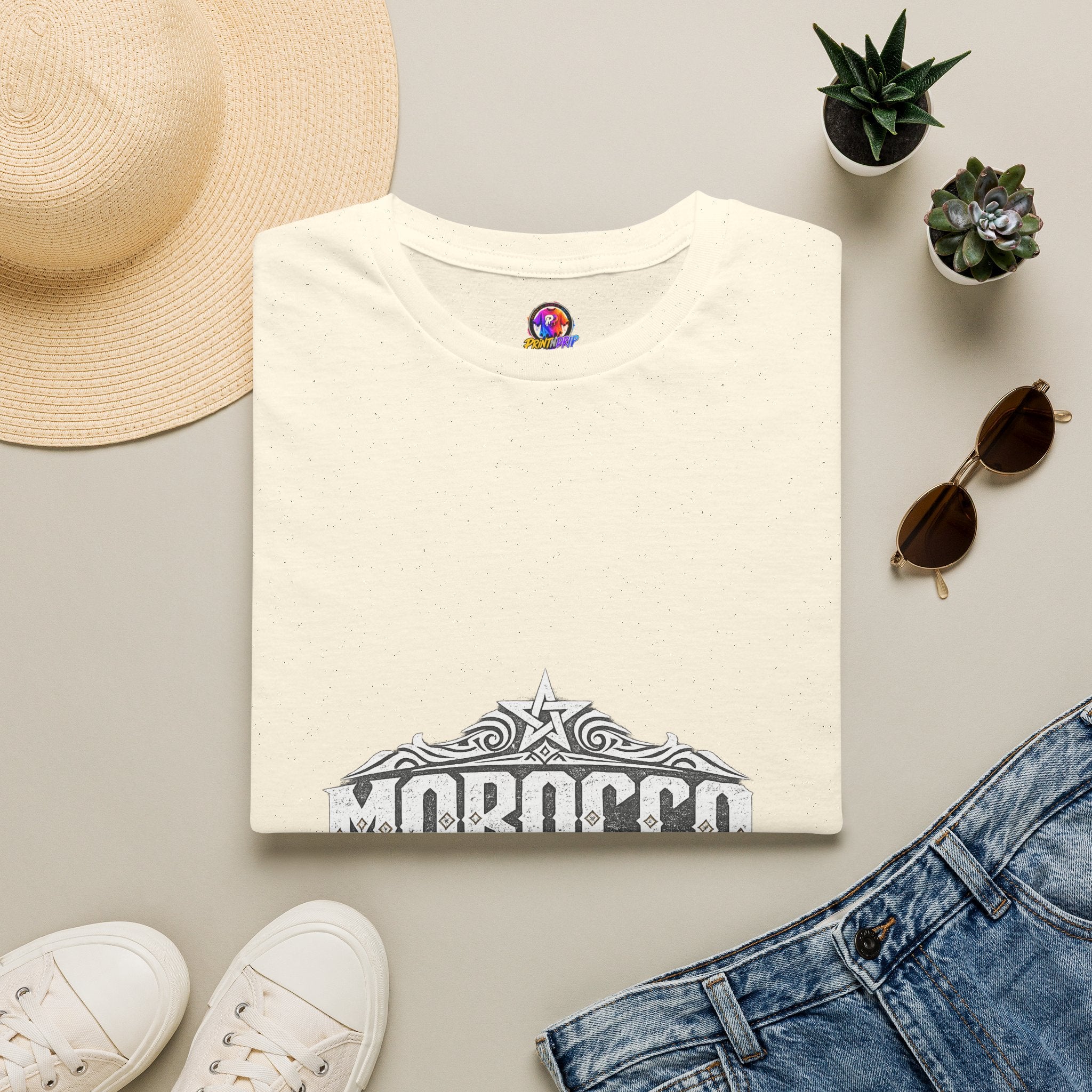 Morocco Vintage Graphic T-Shirt — Travel Tee with Ornamental Crest