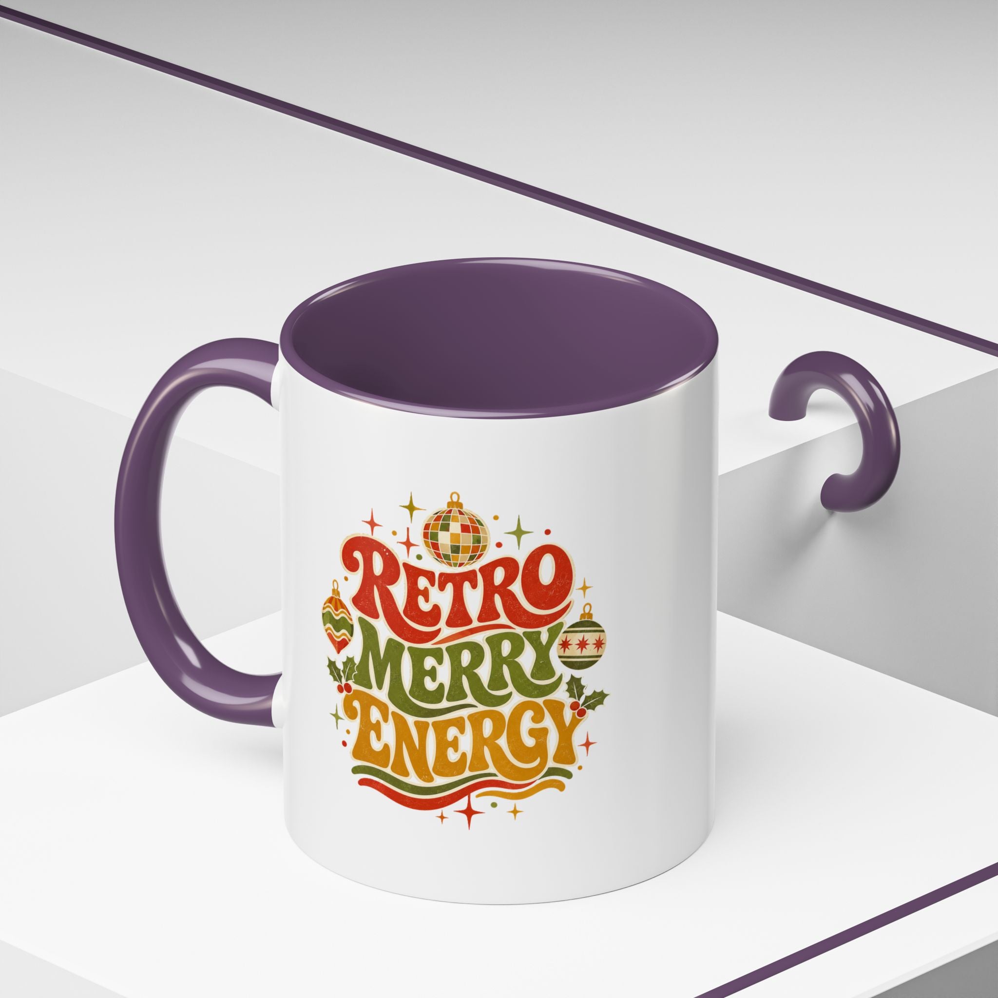Modern Day Christmas Retro Merry Energy Coffee Mug — Festive 70s Holiday Design