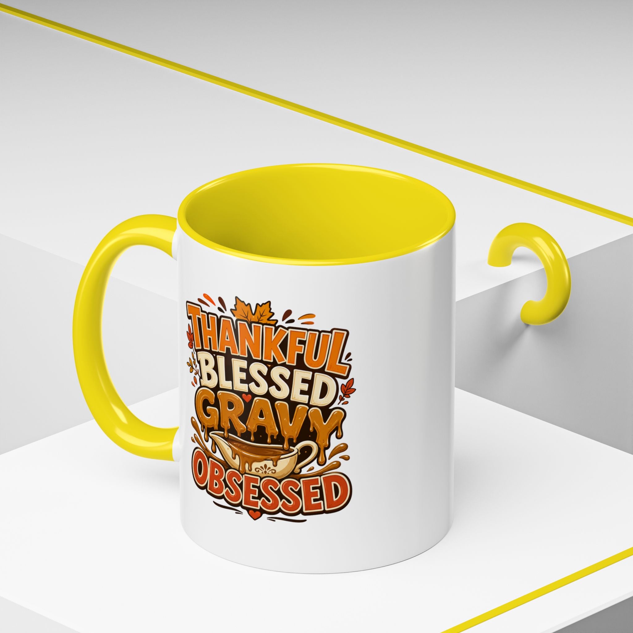 Thanksgiving Mug Coffee Mug — "Thankful Blessed Gravy Obsessed" Thanksgiving Accent Mug