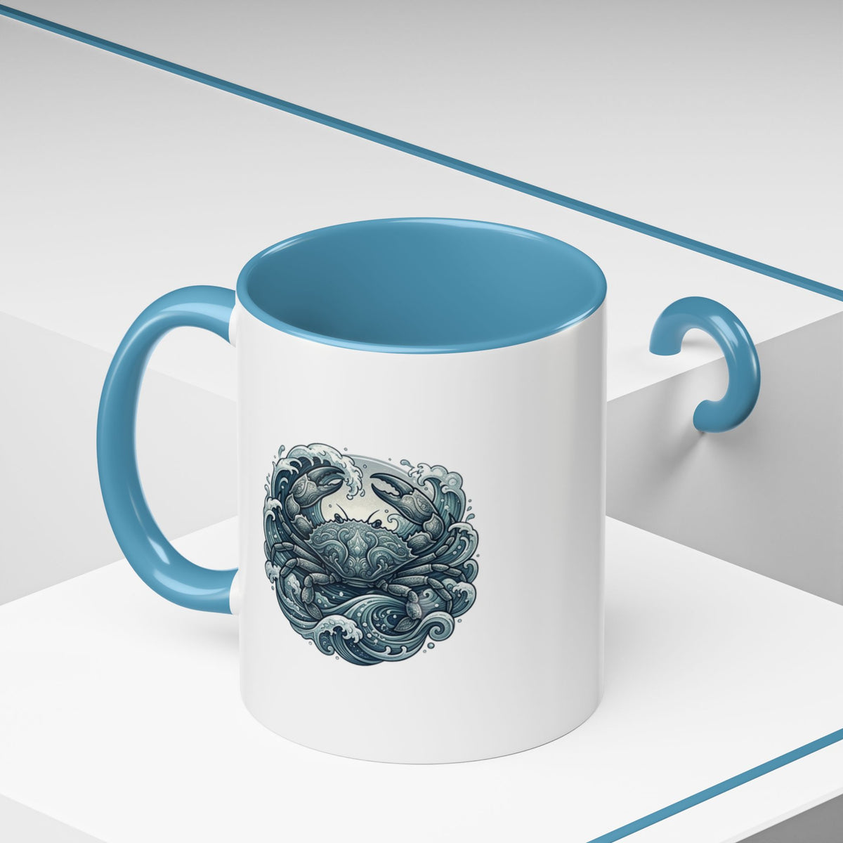 Cancer Zodiac Crab Ocean Crest Accent Coffee Mug