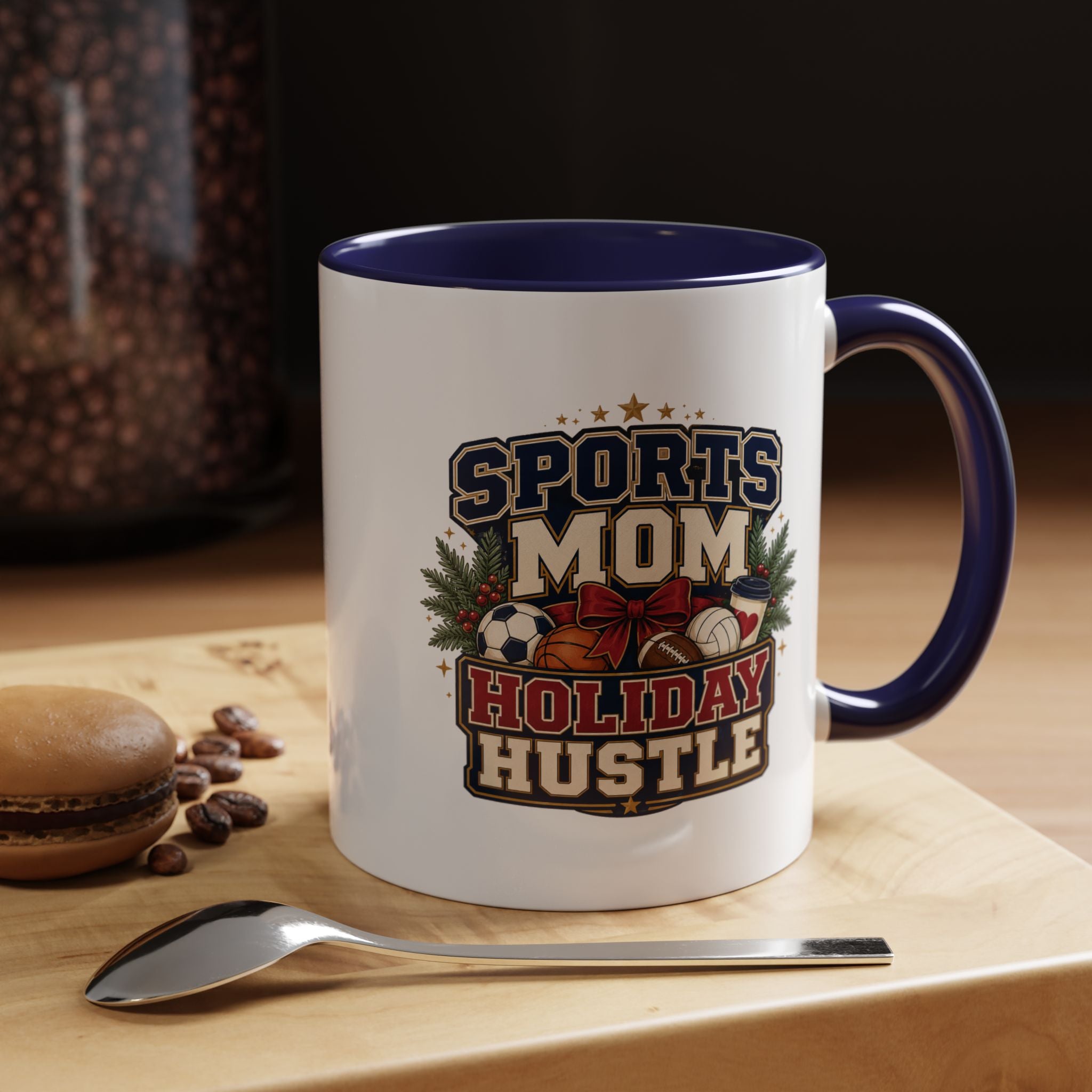 Modern Day Christmas Sports Mom Holiday Hustle Accent Coffee Mug – Christmas Sports Mom Gift