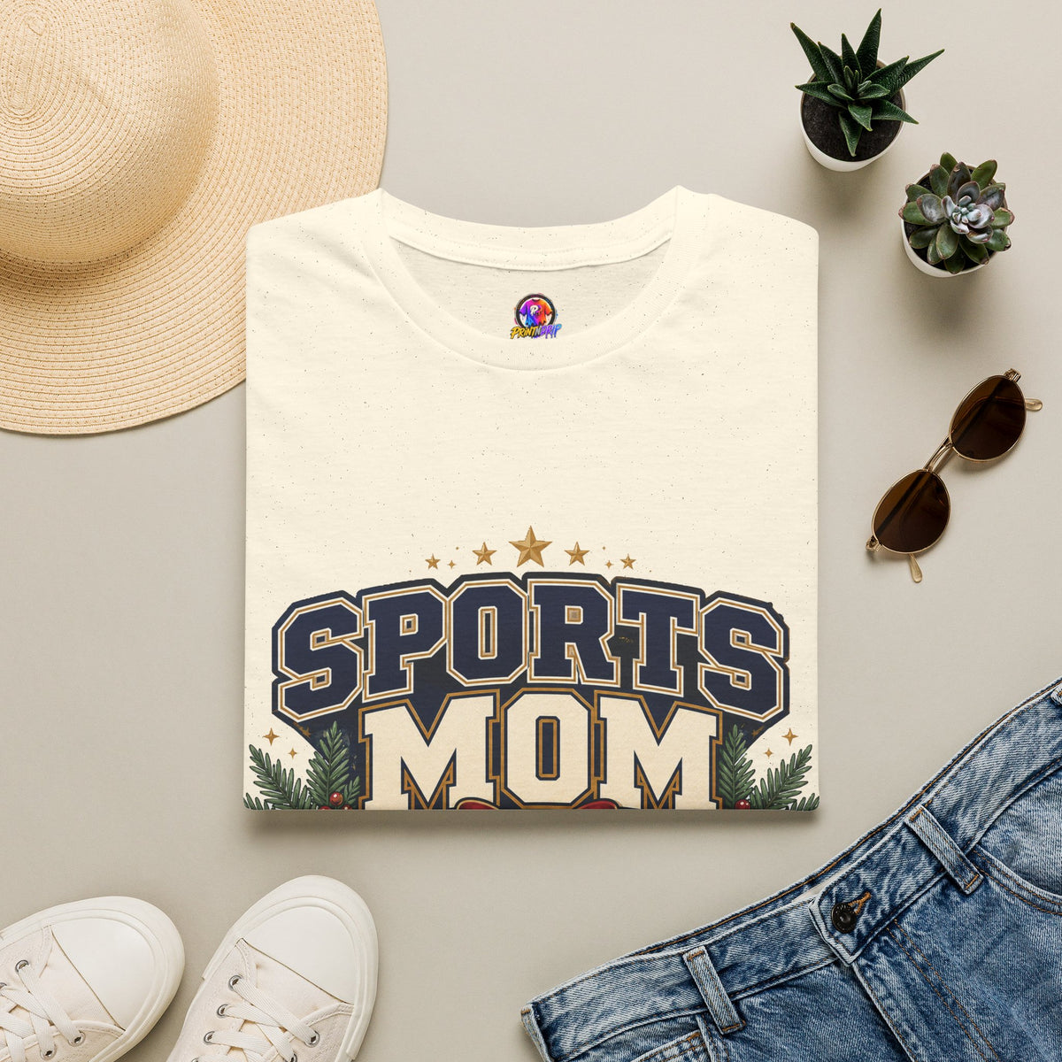 Sports Mom T‑Shirt — "Holiday Hustle" Athletic Mom Tee