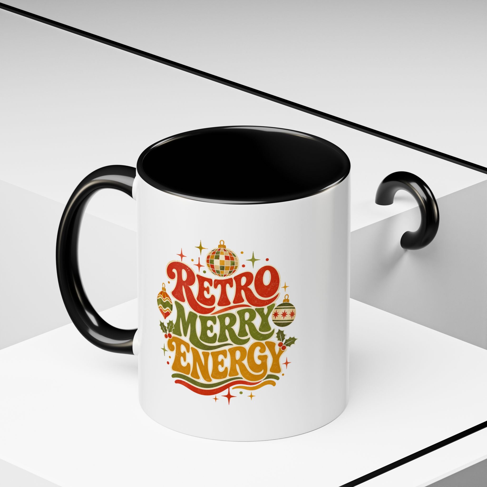 Modern Day Christmas Retro Merry Energy Coffee Mug — Festive 70s Holiday Design
