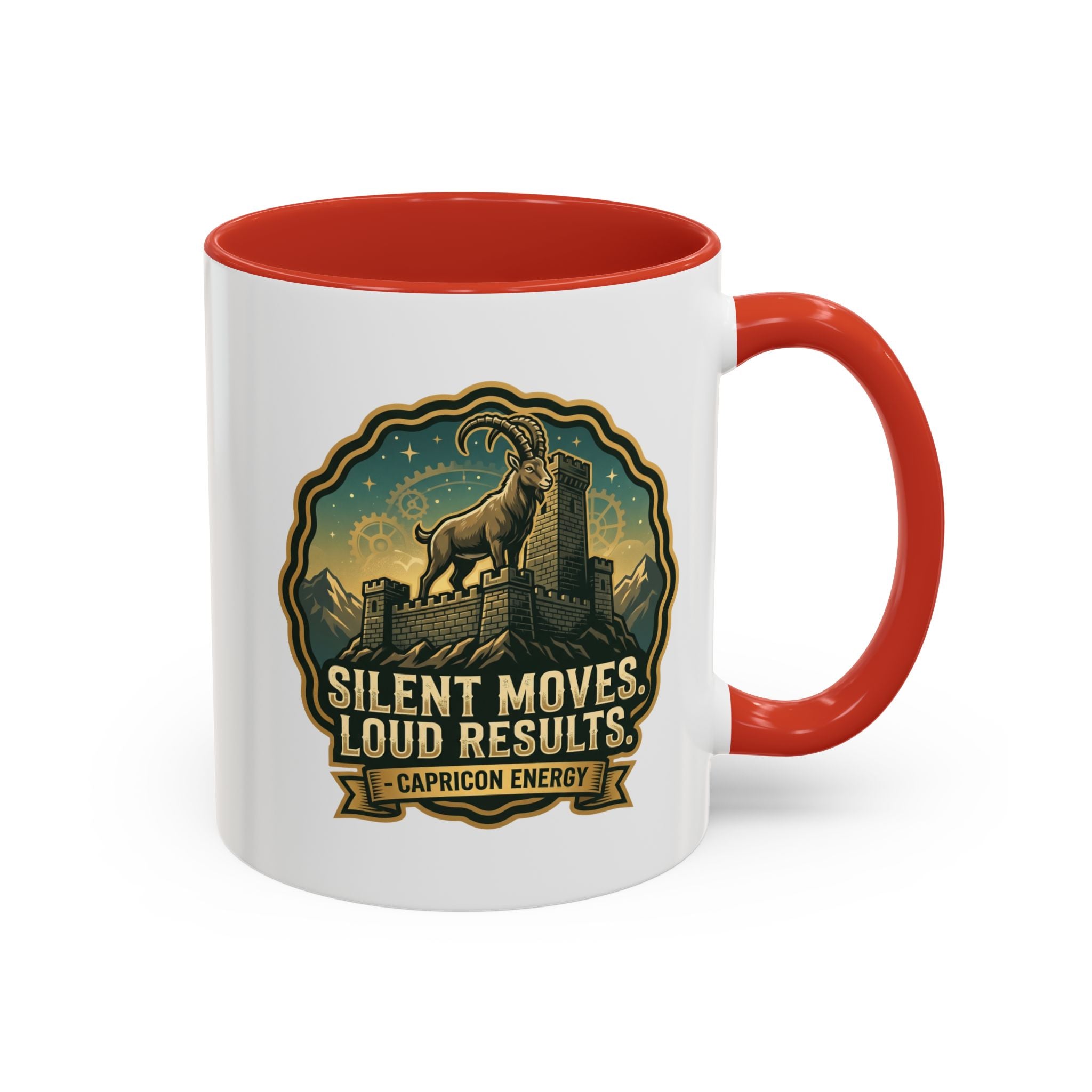 Capricorn Coffee Mug - "Silent Moves. Loud Results." Zodiac Goat Accent Mug