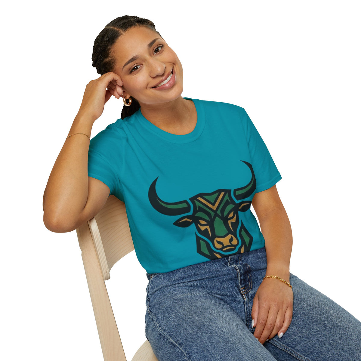 Bull Head Graphic T-Shirt — Tribal Geometric Rodeo Tee