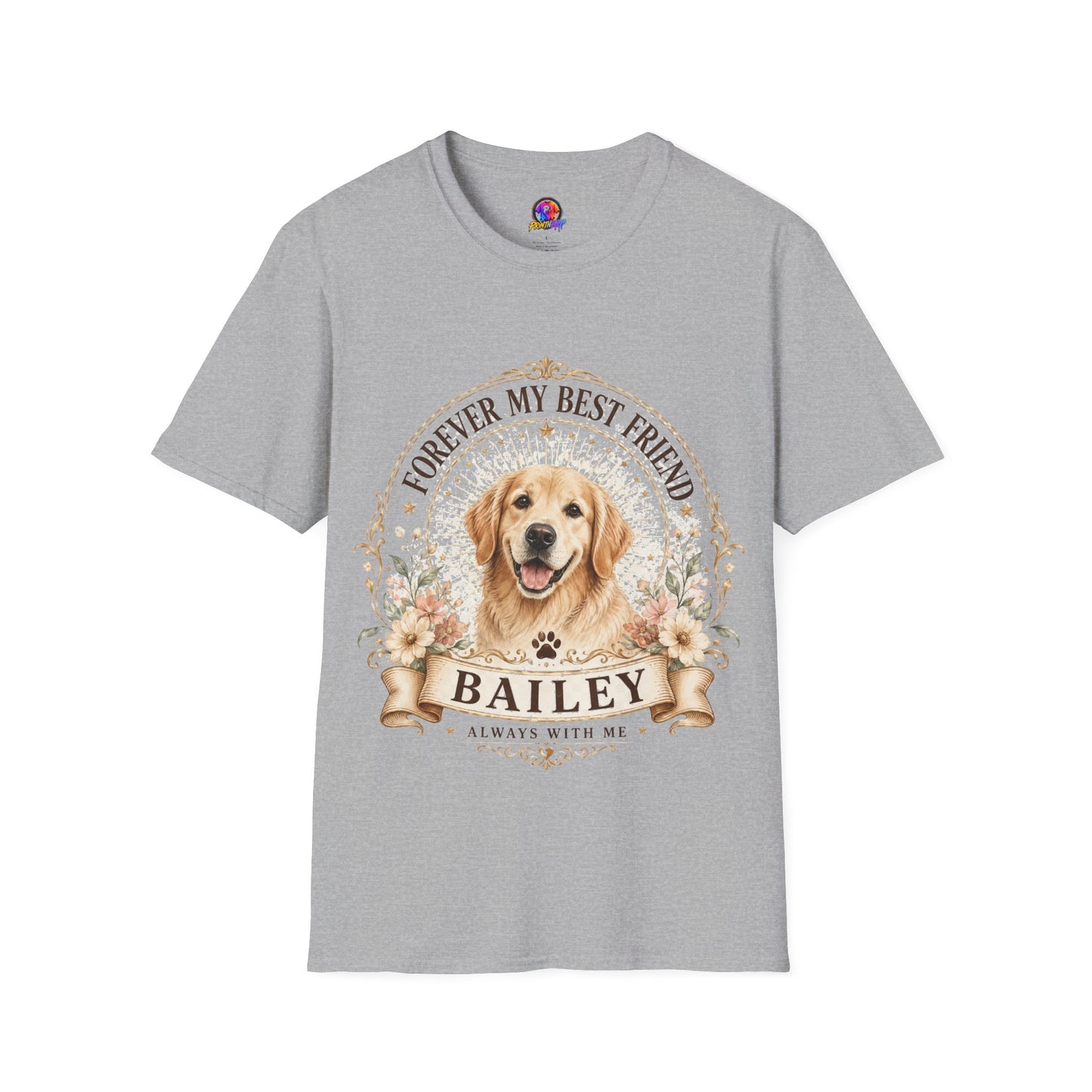 Forever My Best Friend Dog T-Shirt — Personalized Pet Name Golden Retriever Tee