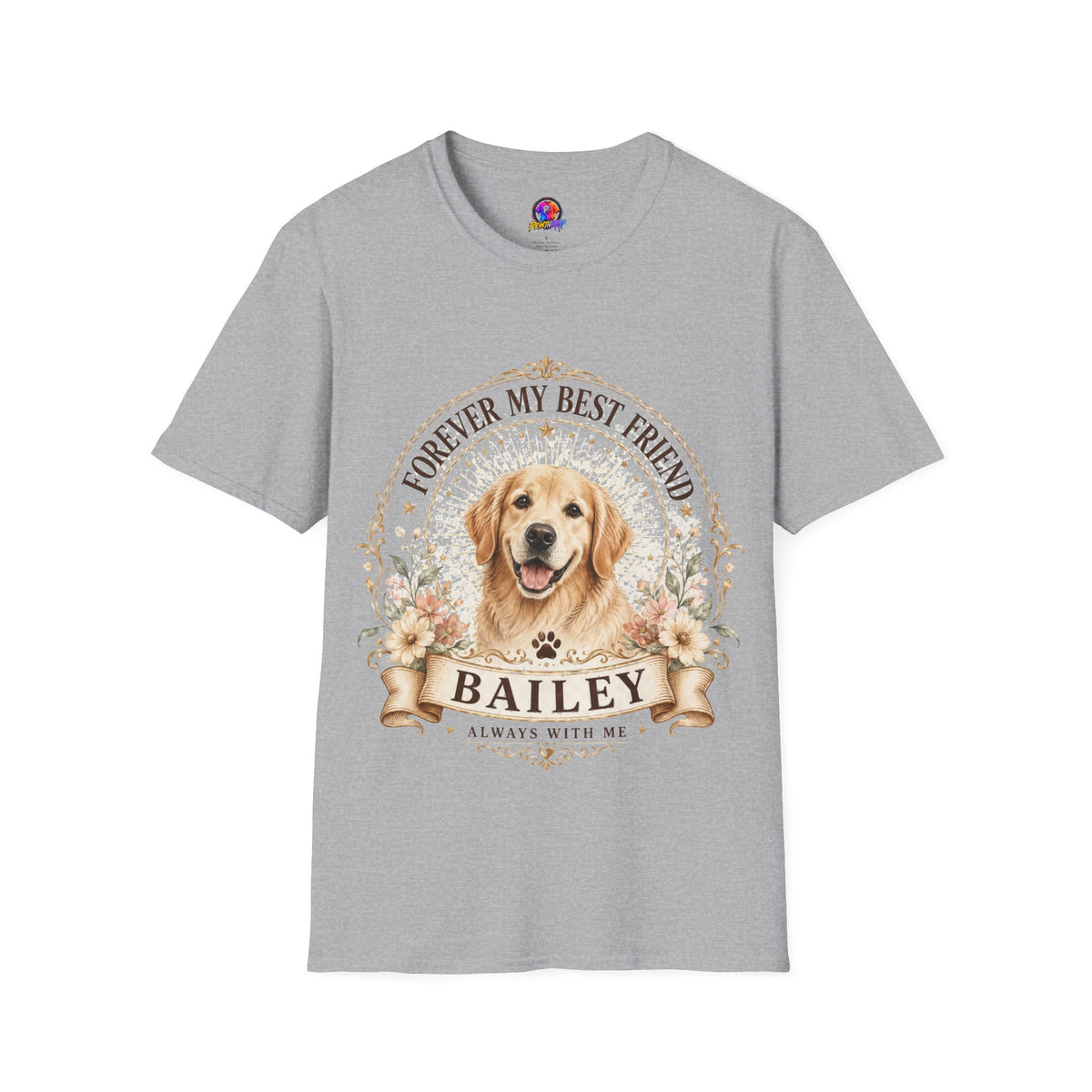 Forever My Best Friend Dog T-Shirt — Personalized Pet Name Golden Retriever Tee
