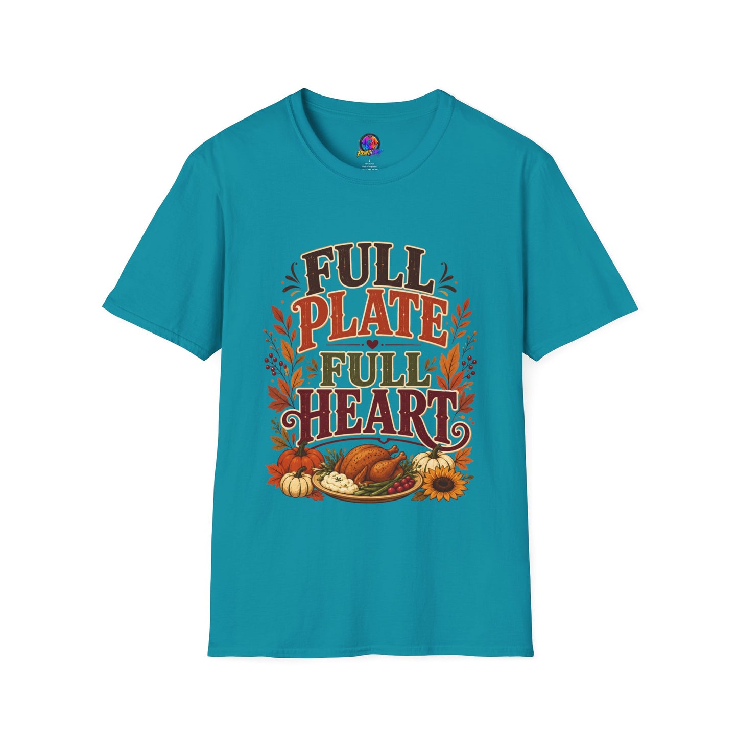 Thanksgiving T-Shirt - "Full Plate Full Heart" Fall Harvest Tee
