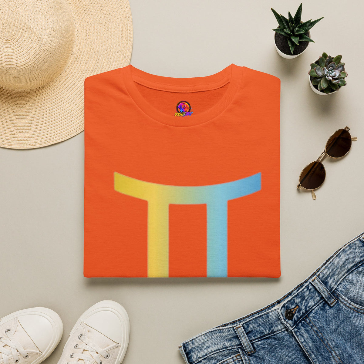 Gemini Drip Zodiac T-Shirt — Rainbow Gemini Symbol Tee