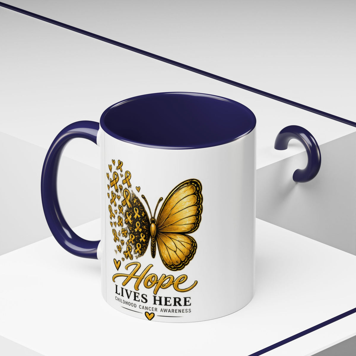 Hope Lives Here Childhood Cancer Awareness Accent Coffee Mug