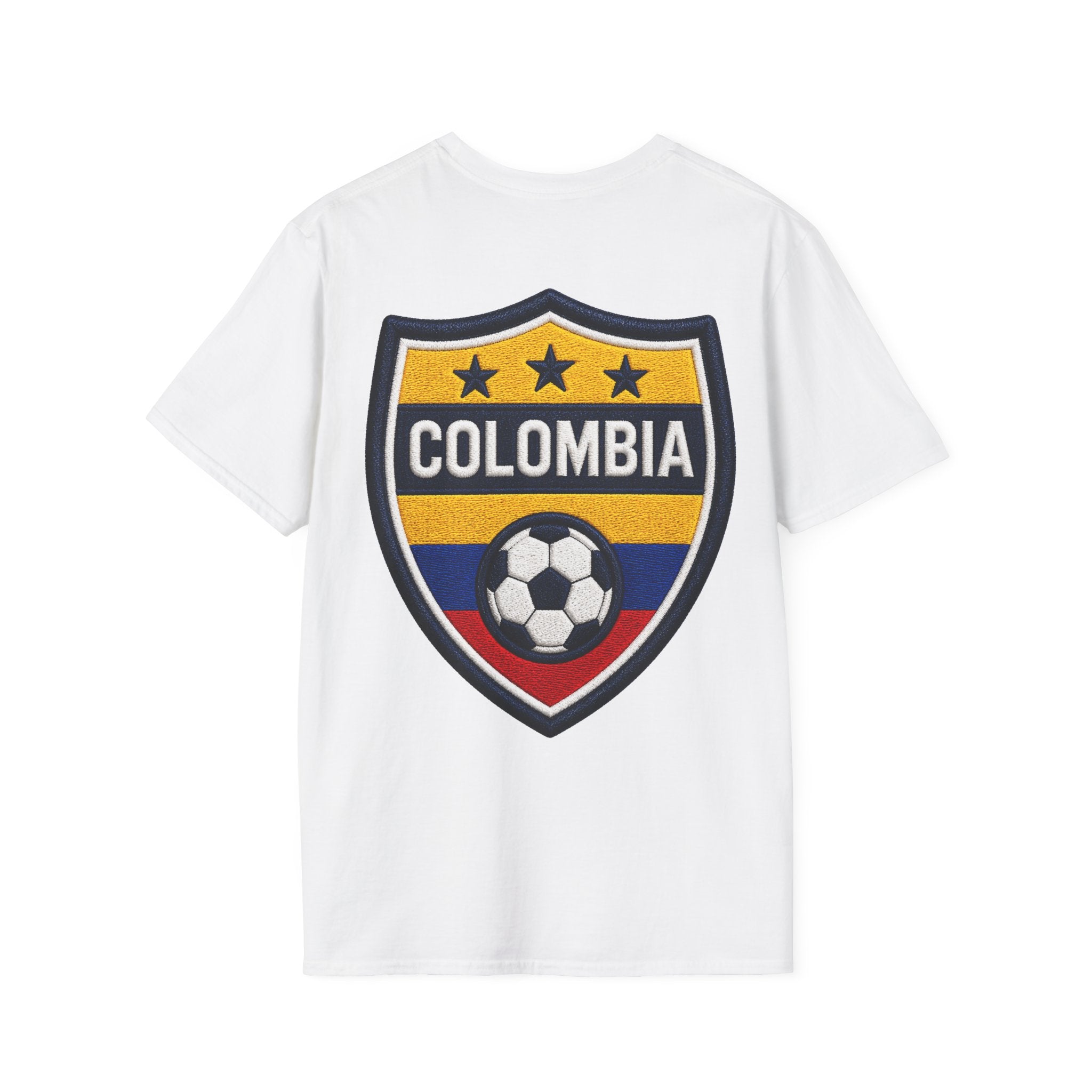 Columbia Soccer Player Graphic T-Shirt — "Golden Rhythm" Vibrant Beach Soccer Tee