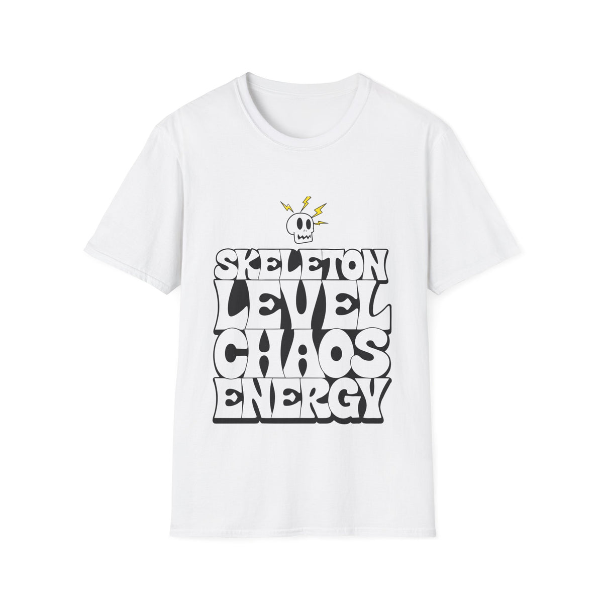 Skeleton Level Chaos Energy Retro Wavy T-Shirt - Y2K Funky Sarcastic Graphic Tee - Trending Now - September 2026