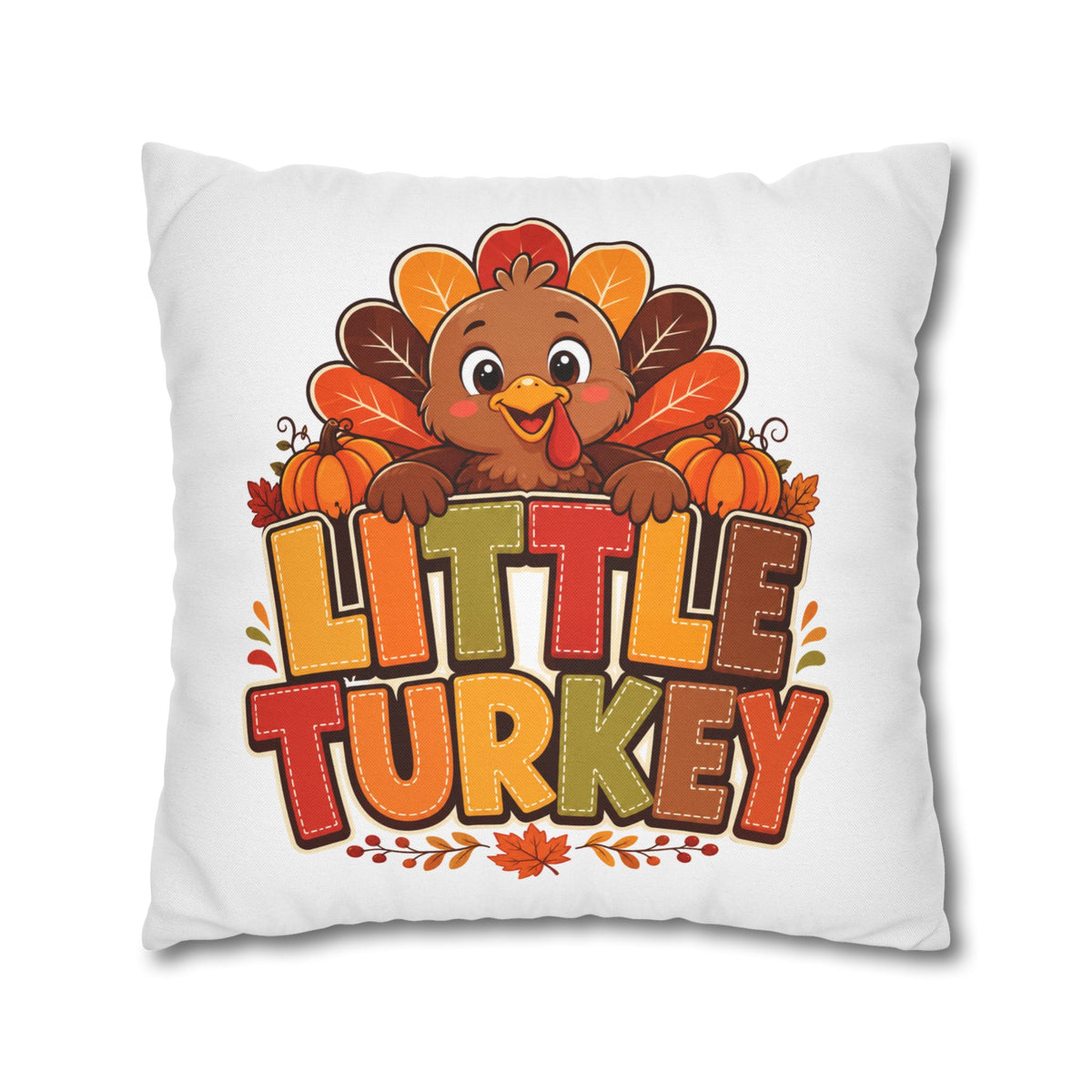 Thanksgiving Little Turkey Throw Pillowcase — Cute Thanksgiving Kids Pillow