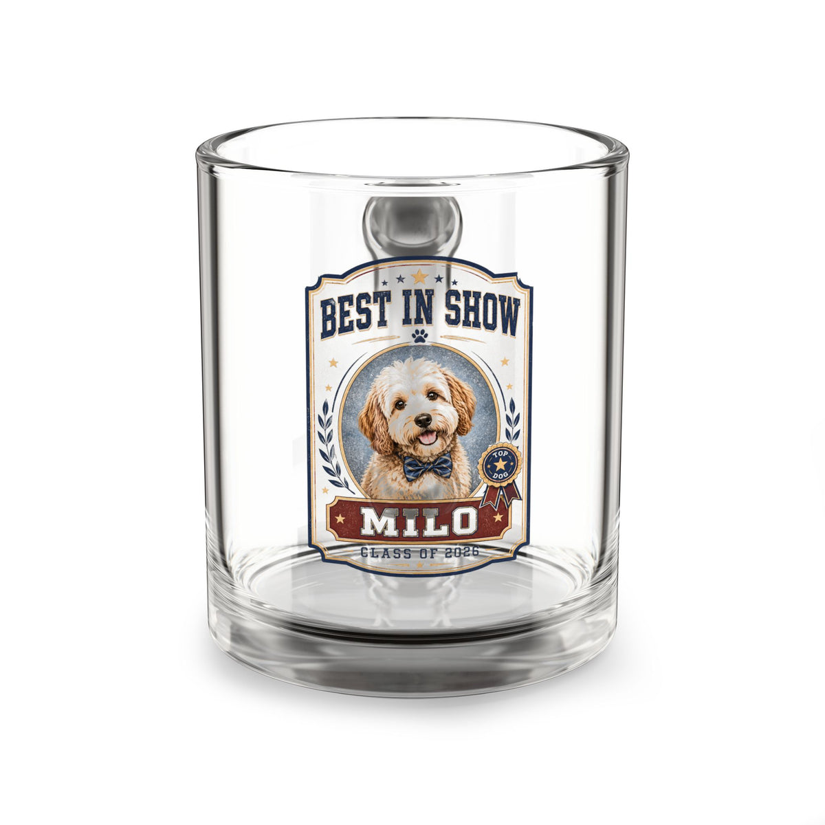Best in Show Dog Glass Mug — Personalized Milo 10oz Milo Bailey Dog Dad Mom  Glass Mug 10 oz