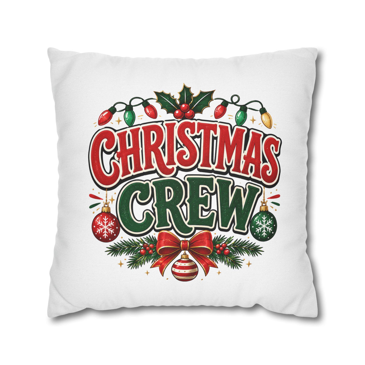 Christmas Crew Holiday Throw Pillowcase — Festive Decorative Cushion Cover