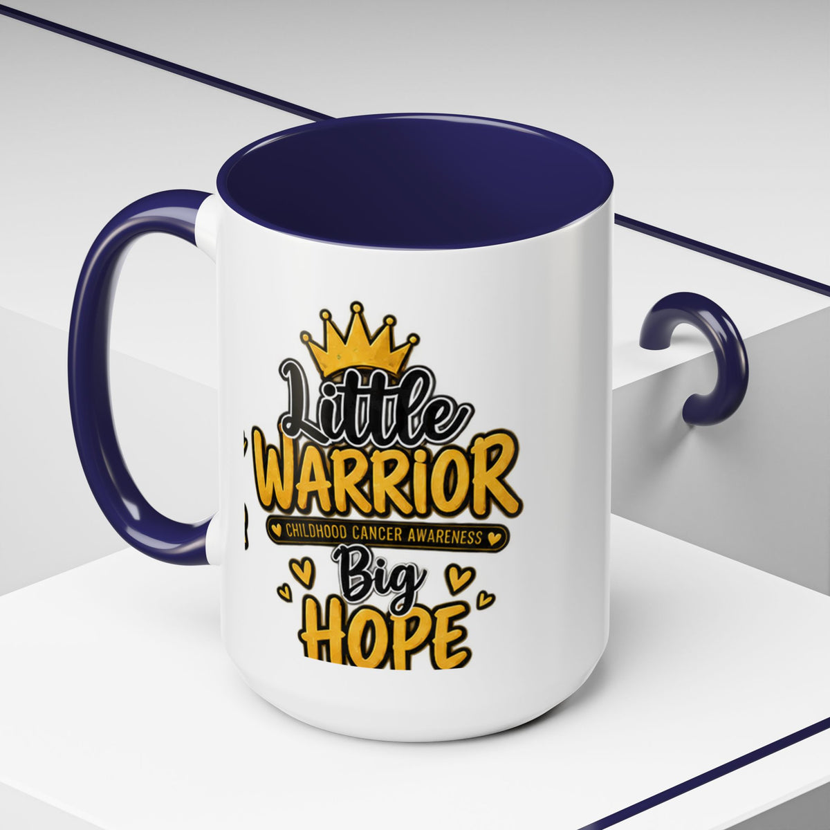 Little Warrior Childhood Cancer Awareness Coffee Mug – "Big Hope" Accent Mug