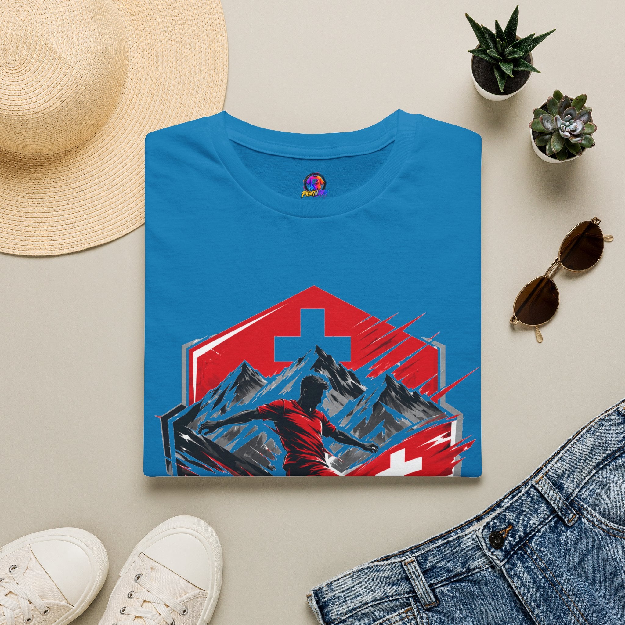 Switzerland Alpine Strike T‑Shirt – Swiss Mountain Ski & Snowboard Graphic