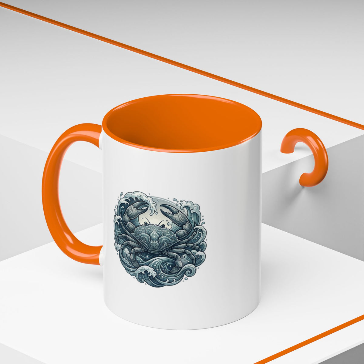 Cancer Zodiac Crab Ocean Crest Accent Coffee Mug