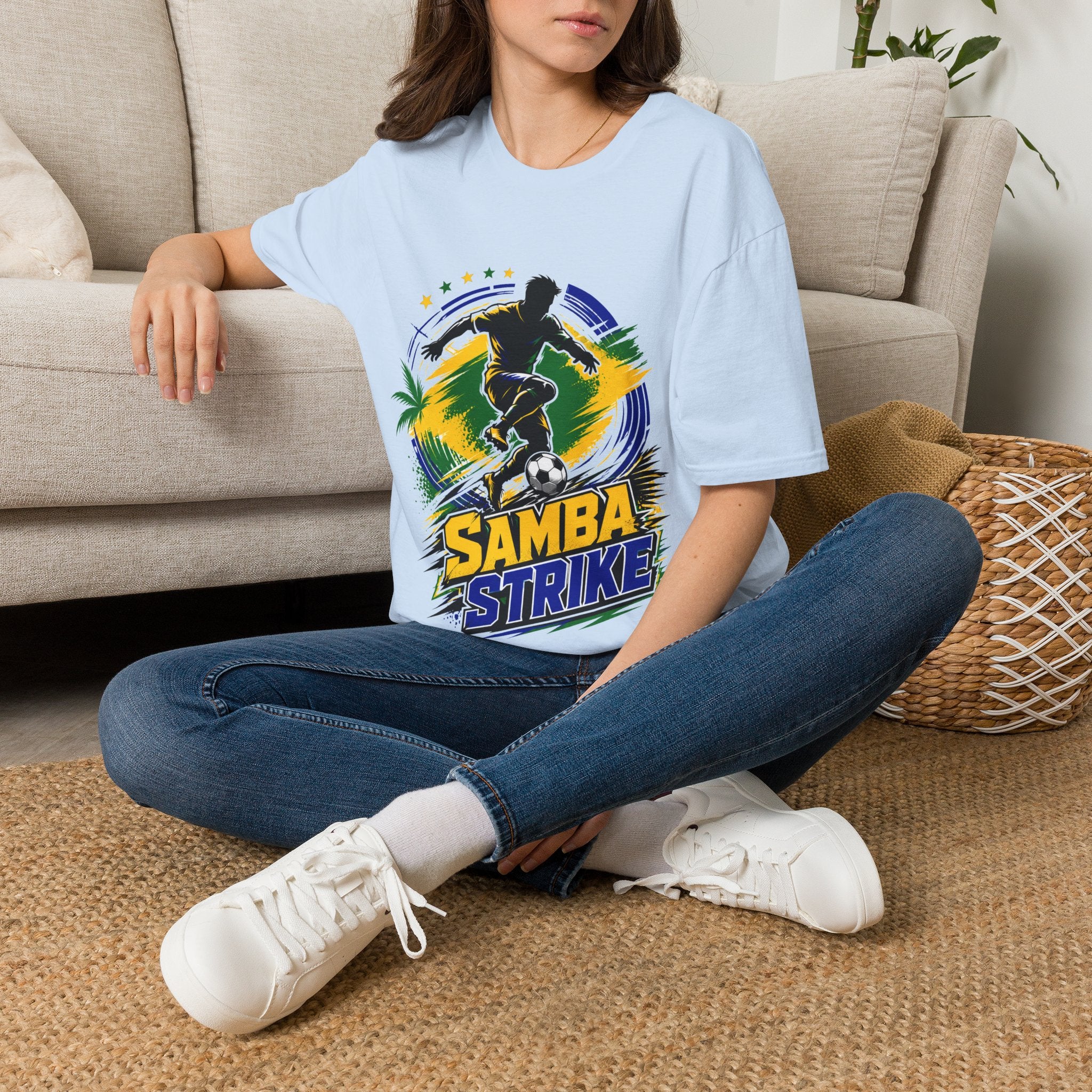 Brazil  Samba Strike Soccer T-Shirt — Brazilian Football Player Graphic Tee