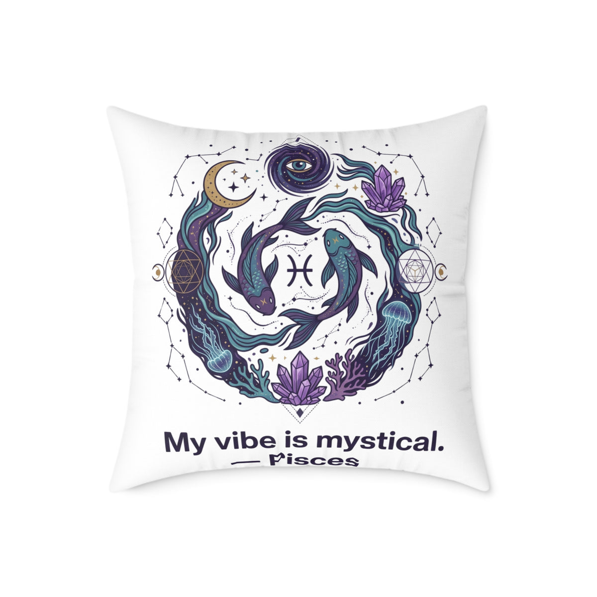 Pisces Zodiac My Vibe Is Mystical Square Poly Canvas Pillow