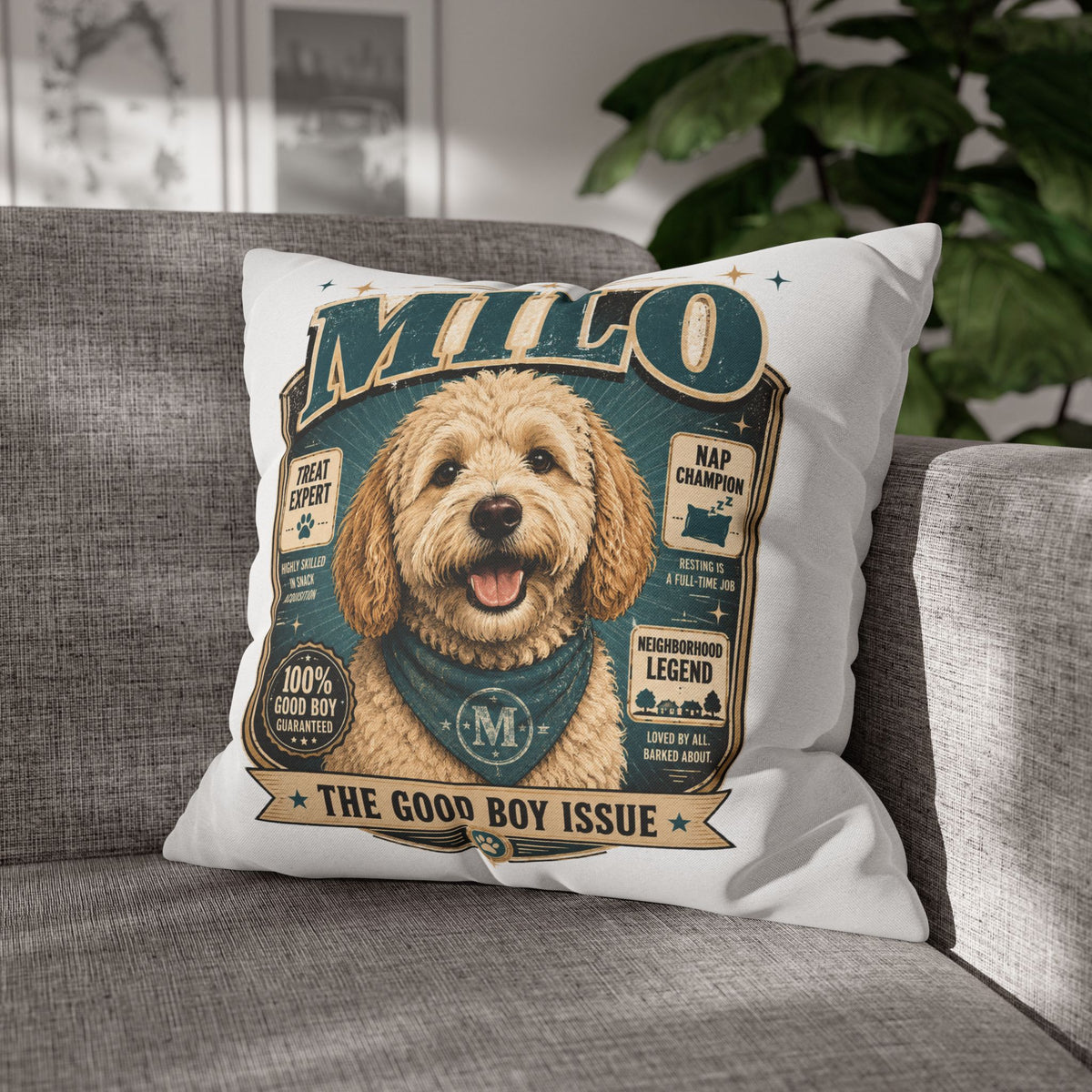 Milo 'The Good Boy Issue' Decorative Pillowcase Milo Bailey Dog Dad Mom