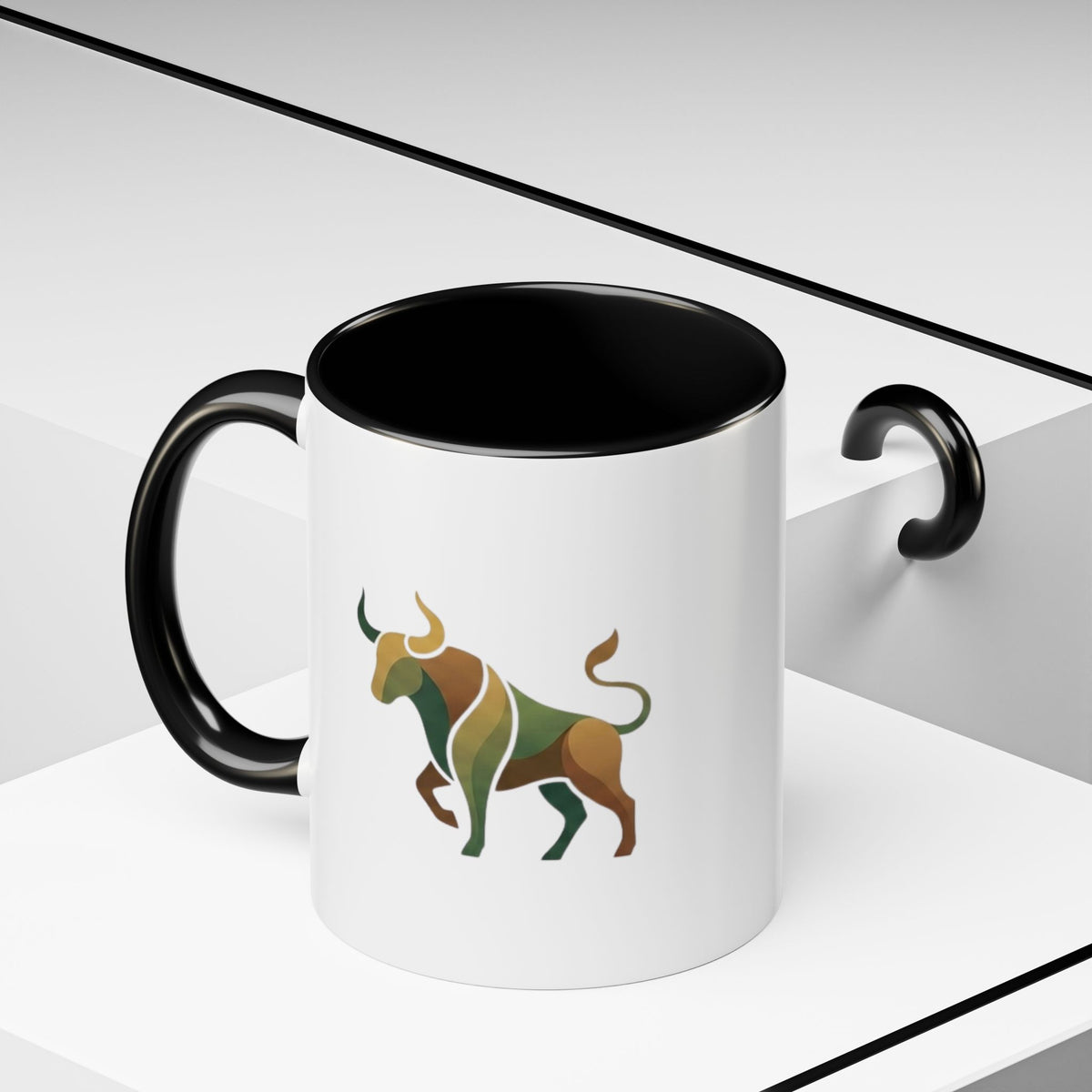 Taurus Geometric Bull Accent Coffee Mug — Taurus Zodiac Gift