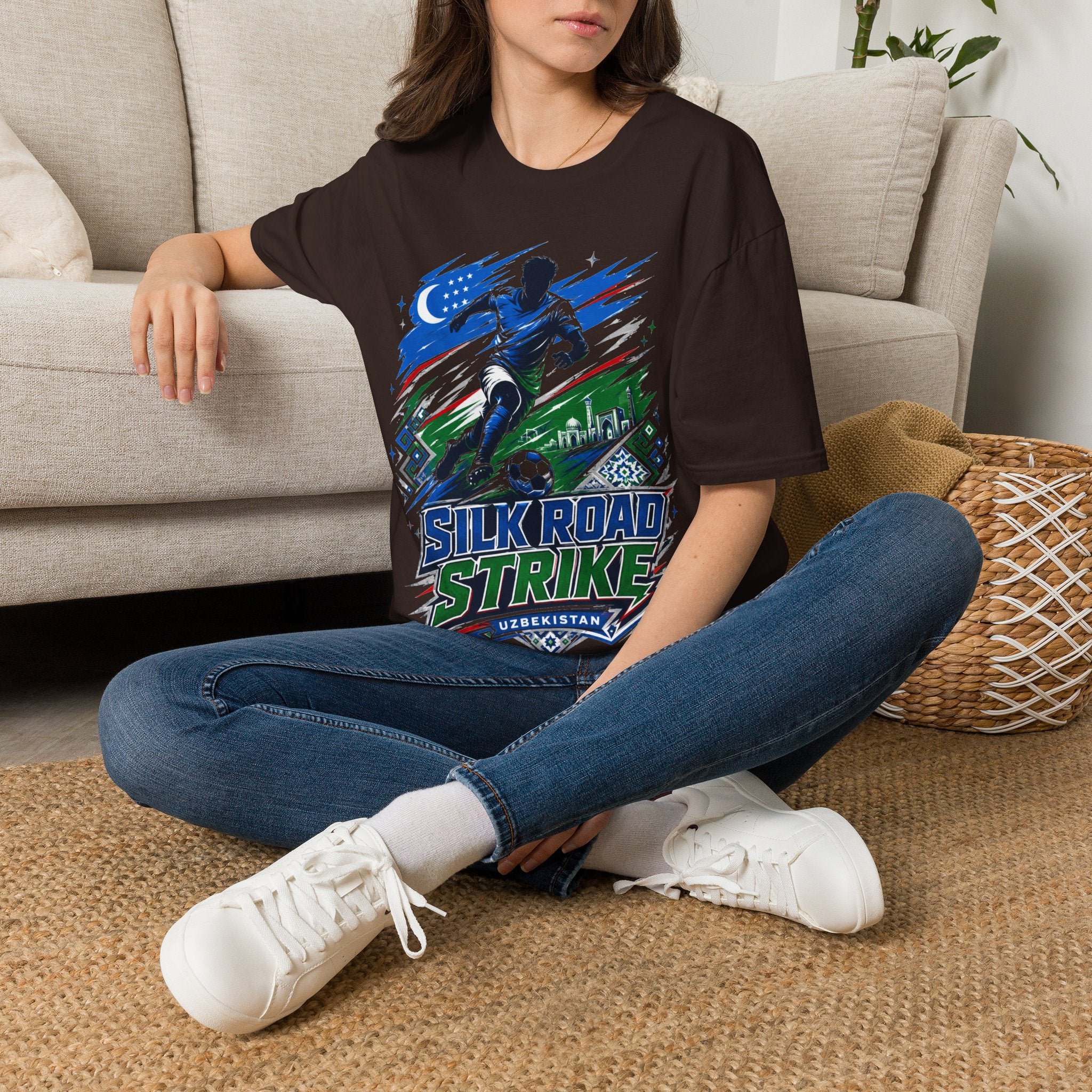 Silk Road Strike Soccer T-Shirt — Uzbekistan Football Graphic Tee