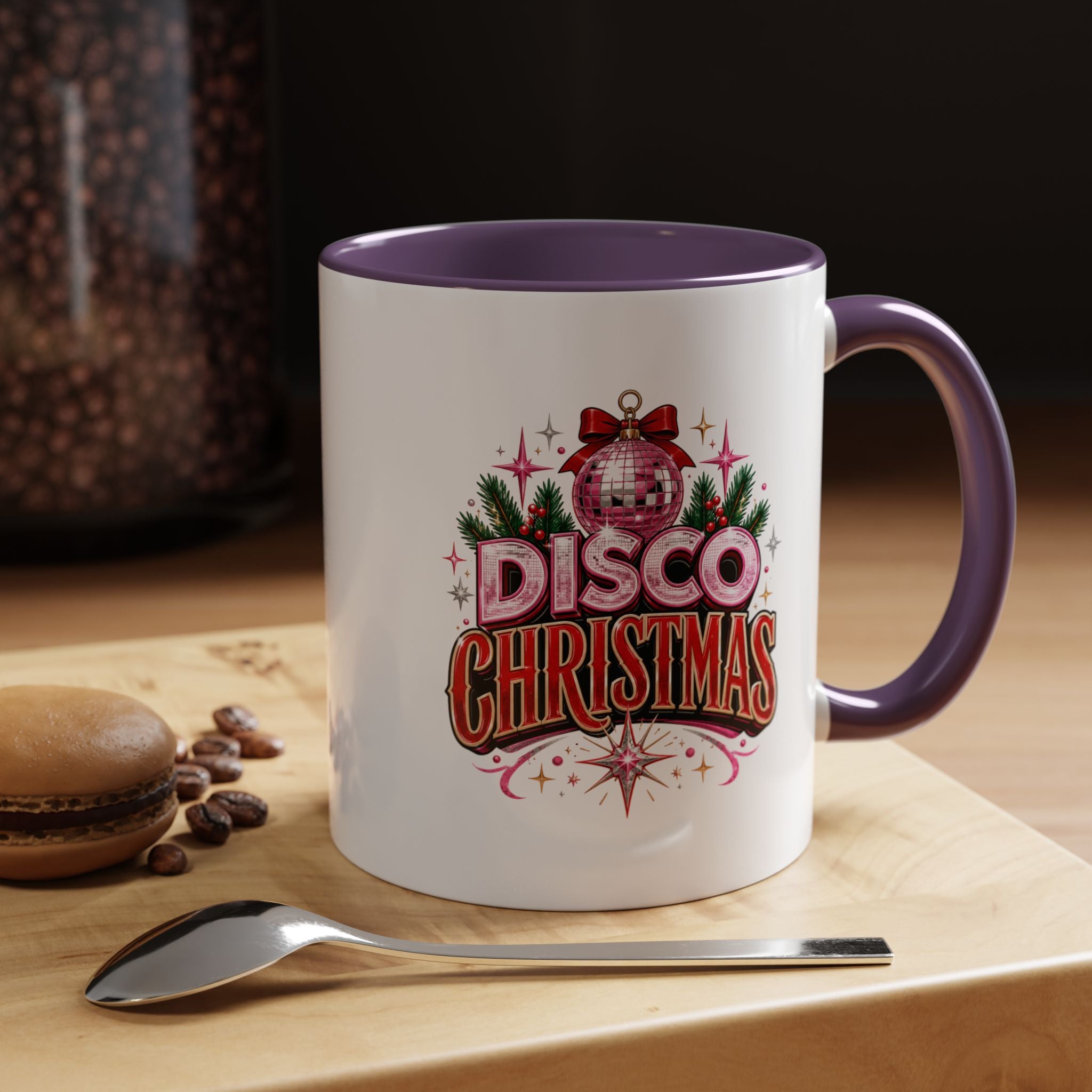 Disco Christmas Coffee Mug — Retro Holiday Disco Ball Christmas Tree Accent Mug