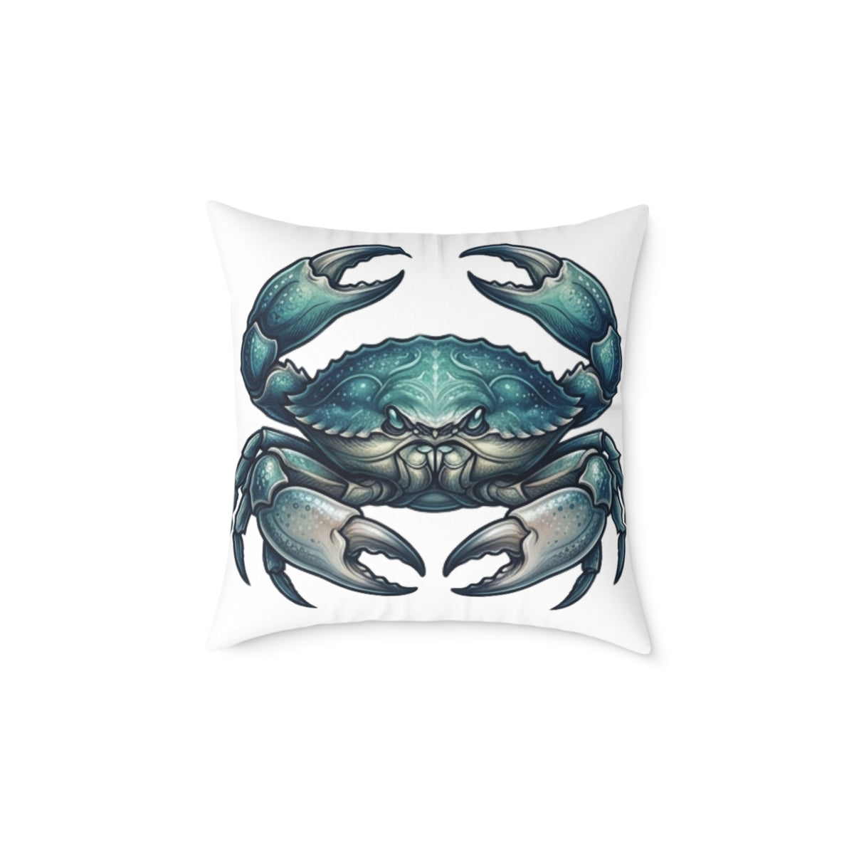 Cancer Zodiac Blue Crab Coastal Pillow — Nautical Square Throw Pillow
