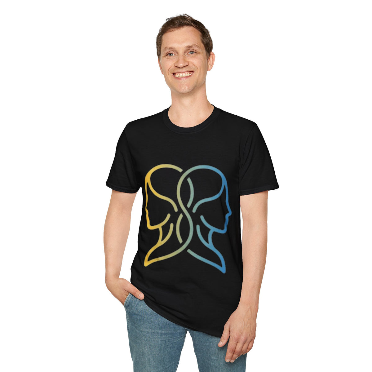 Gemini Zodiac Tee — Dual Faces Outline Astrology T-Shirt- Trending Now - September 2026