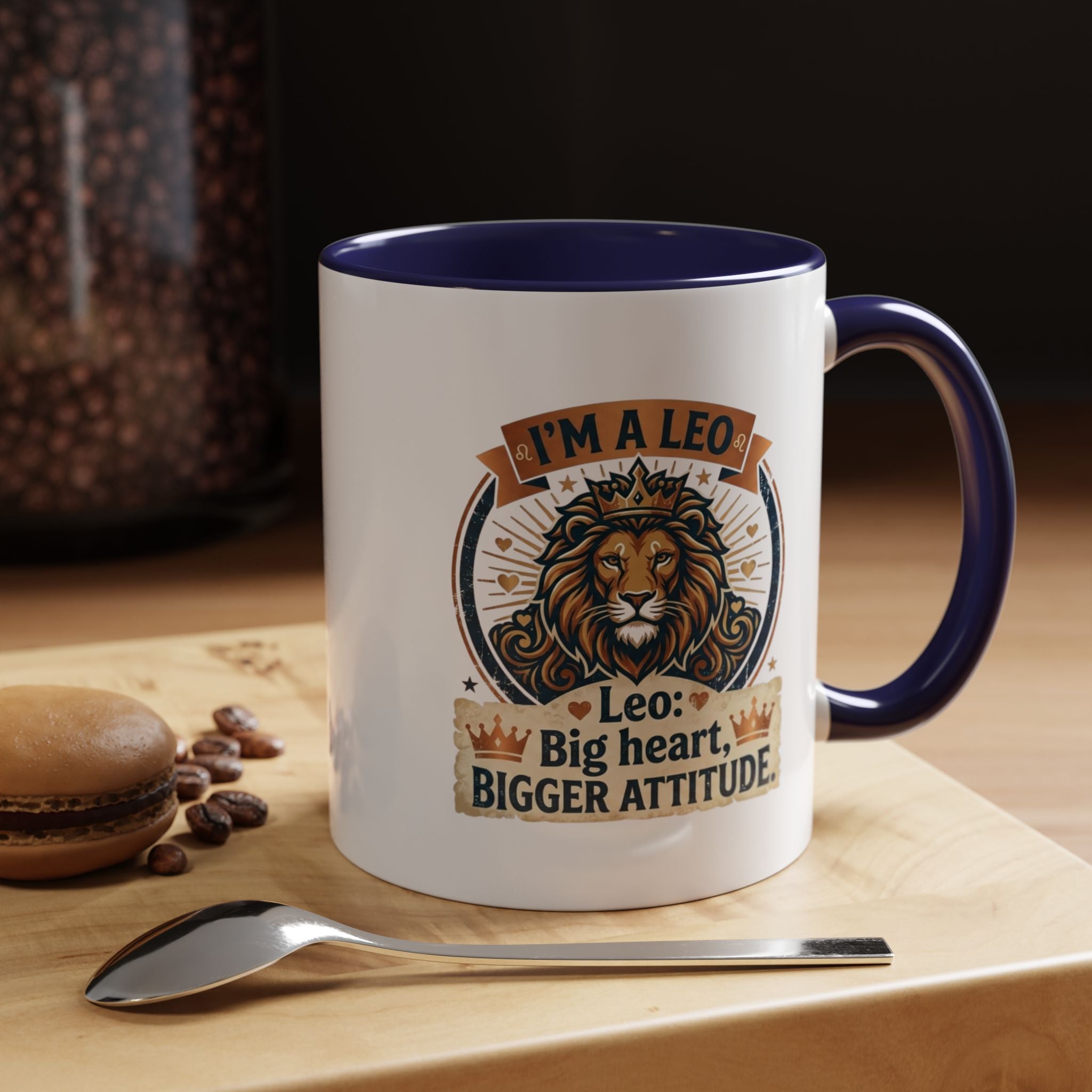 Leo Coffee Mug — "I'm a Leo: Big Heart, Bigger Attitude" Zodiac Accent Mug (11/15oz)