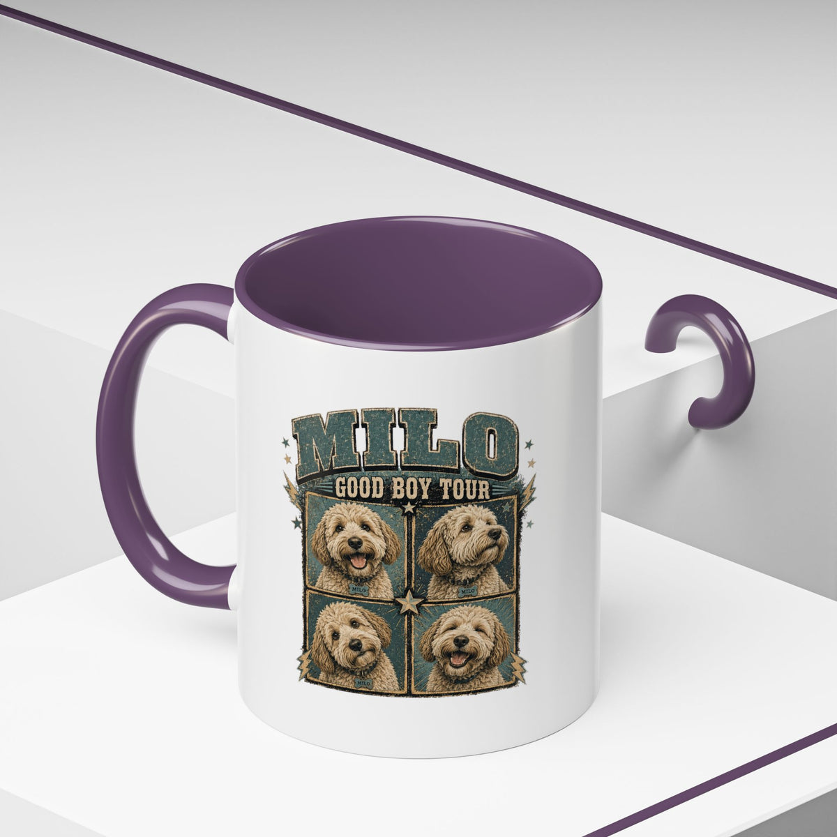 Milo Bailey Dog Dad Mom Milo 'Good Boy Tour' Accent Coffee Mug – Personalized Dog Photo Tribute