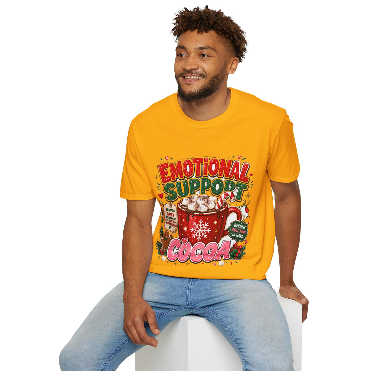 Emotional Support Cocoa T-Shirt — Holiday Hot Chocolate Graphic Tee
