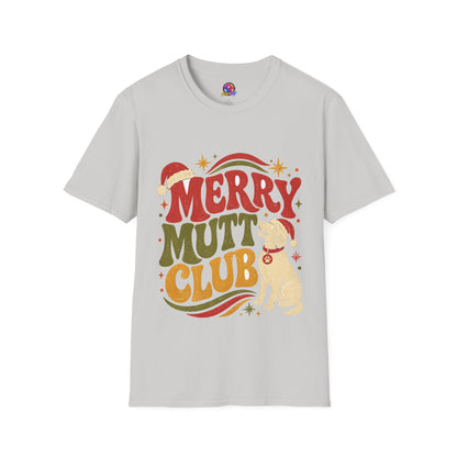 Merry Mutt Club T-Shirt — Retro Christmas Dog Lover Tee