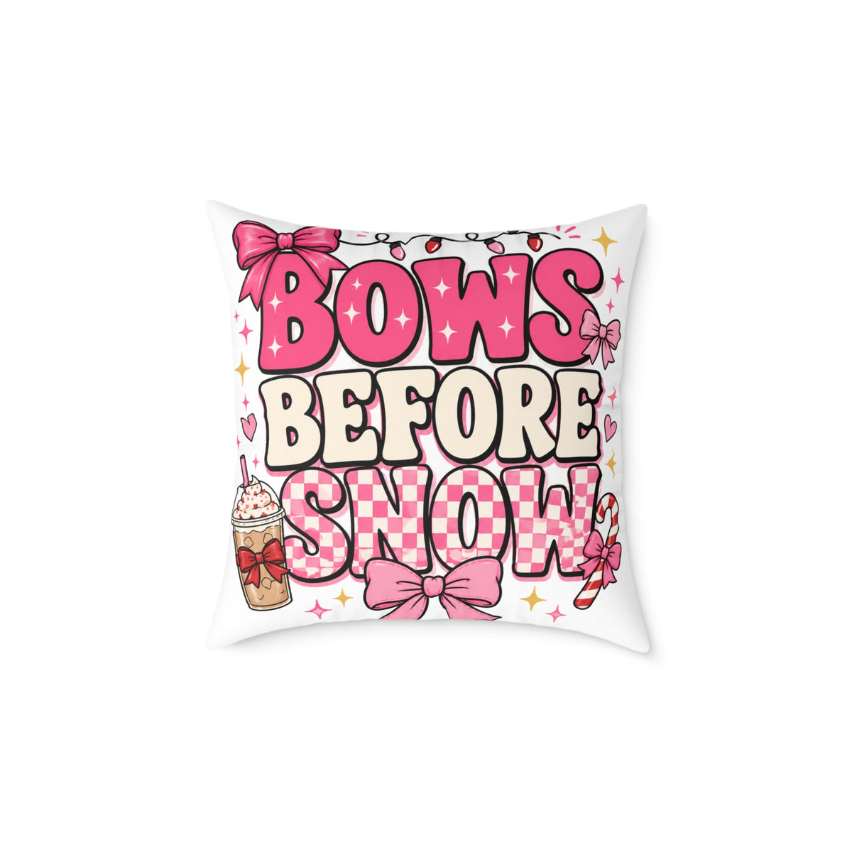 Modern Day Christmas Bows Before Snow Square Poly Canvas Pillow