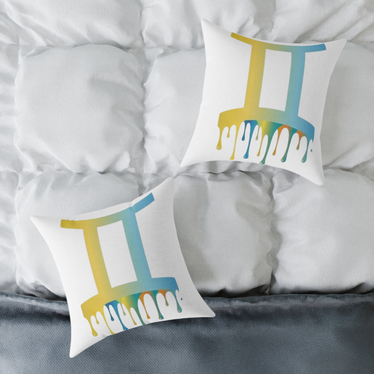 Gemini Zodiac Dripping Astrological Square Poly Canvas Pillow