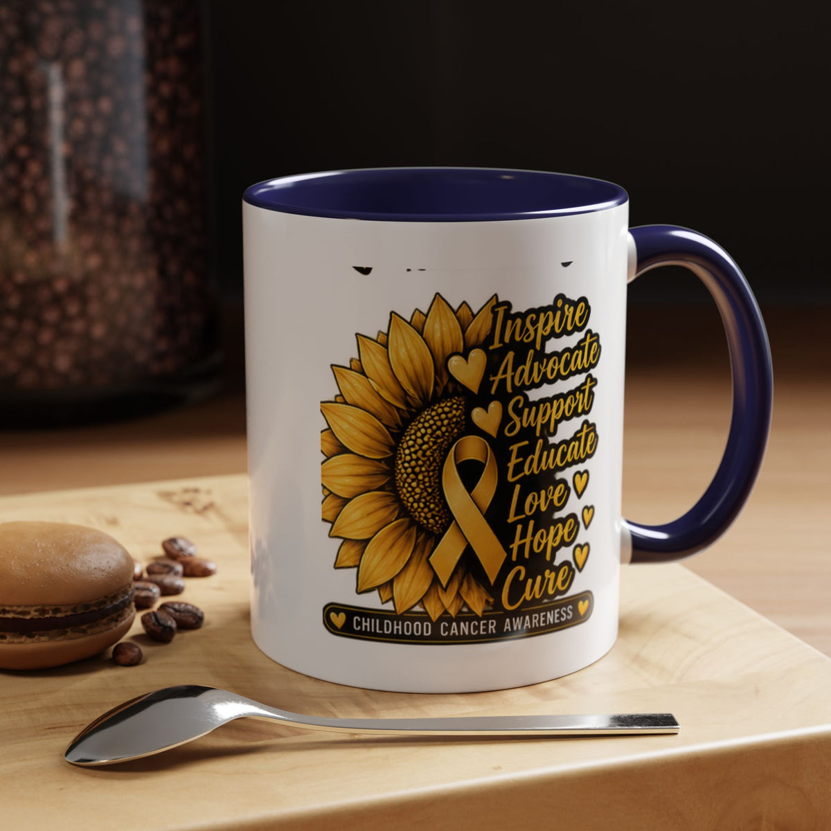 Childhood Cancer Awareness Sunflower Accent Coffee Mug (11/15oz)