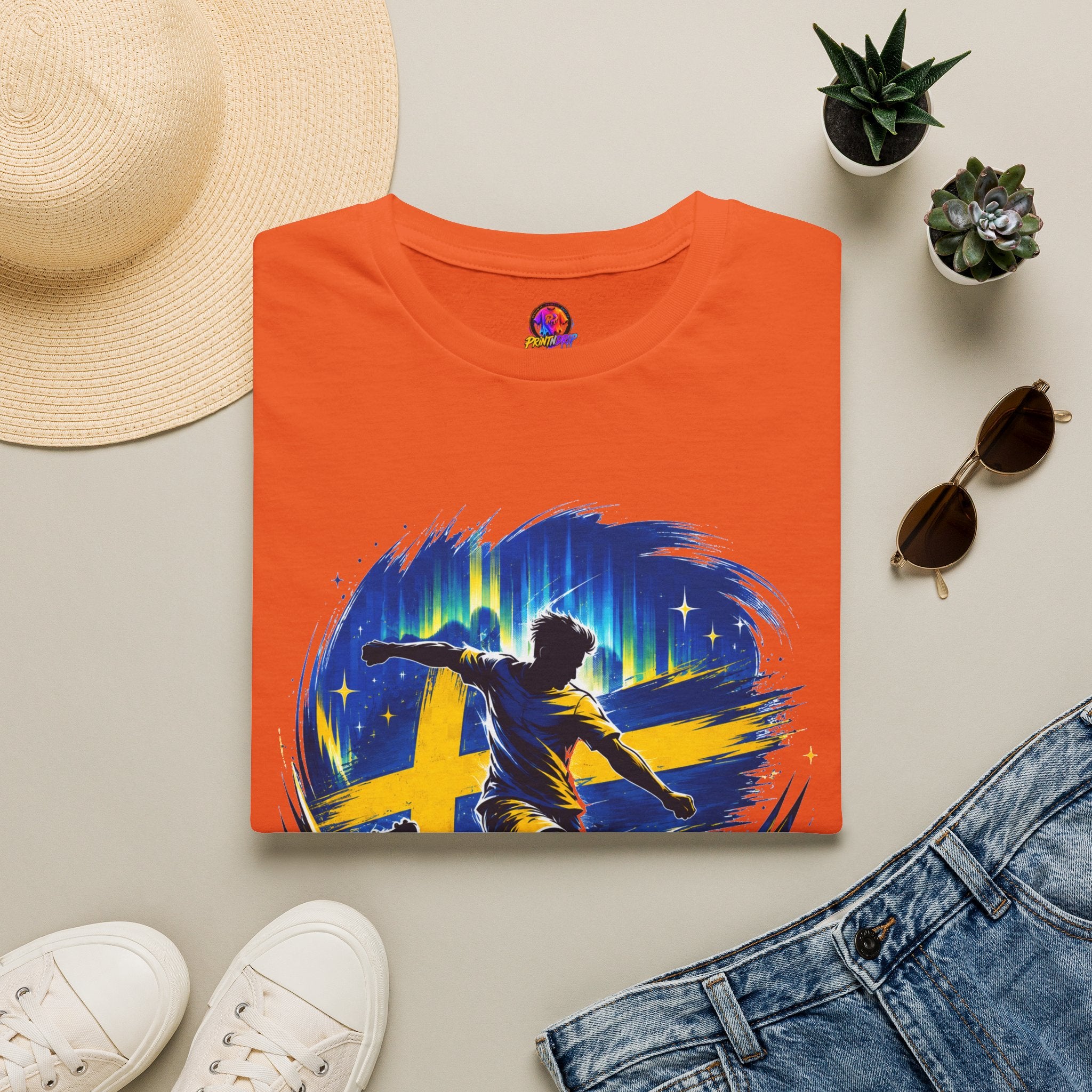 Sweden Nordic Thunder Soccer T-Shirt — Sweden Football Fan Tee