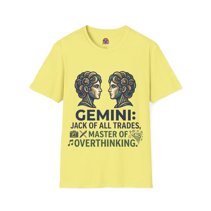Gemini Zodiac T‑Shirt — Vintage Twins Astrology Tee ("Gemini: Jack of All Trades")